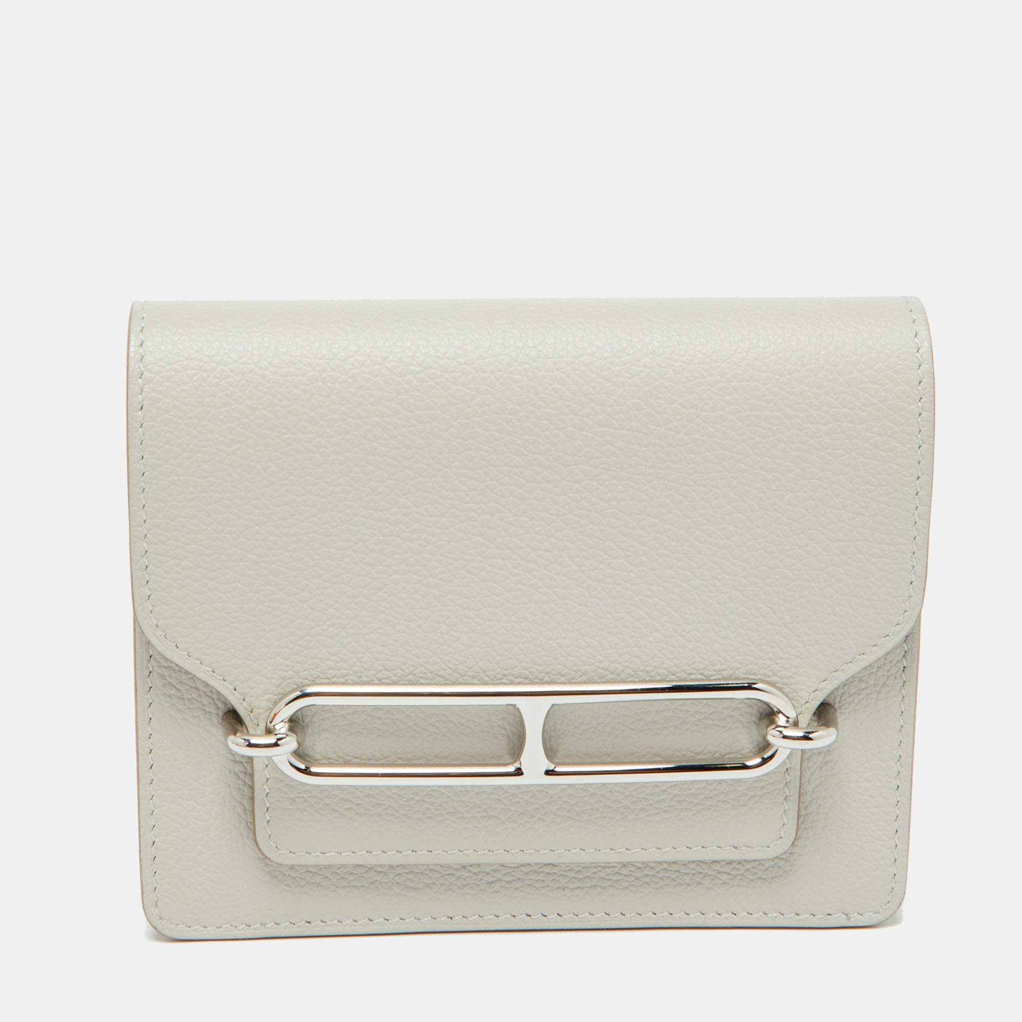 Hermes Evercolor Gris Perle Leather Roulis Slim Wallet