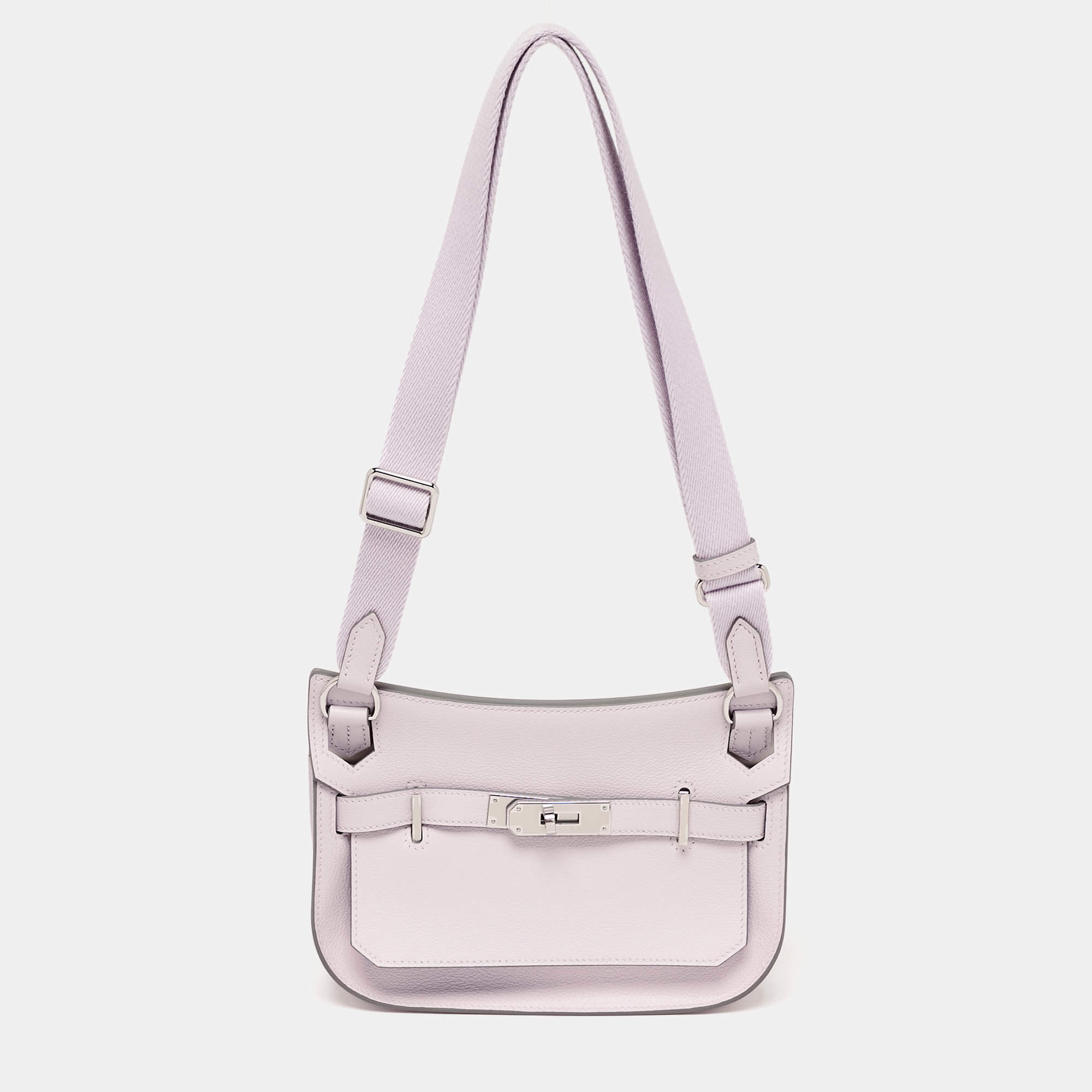 Pre Owned Hermès Mauve Pale/Nata Evercolor Leather Palladium Finish Jypsiere Mini Bag