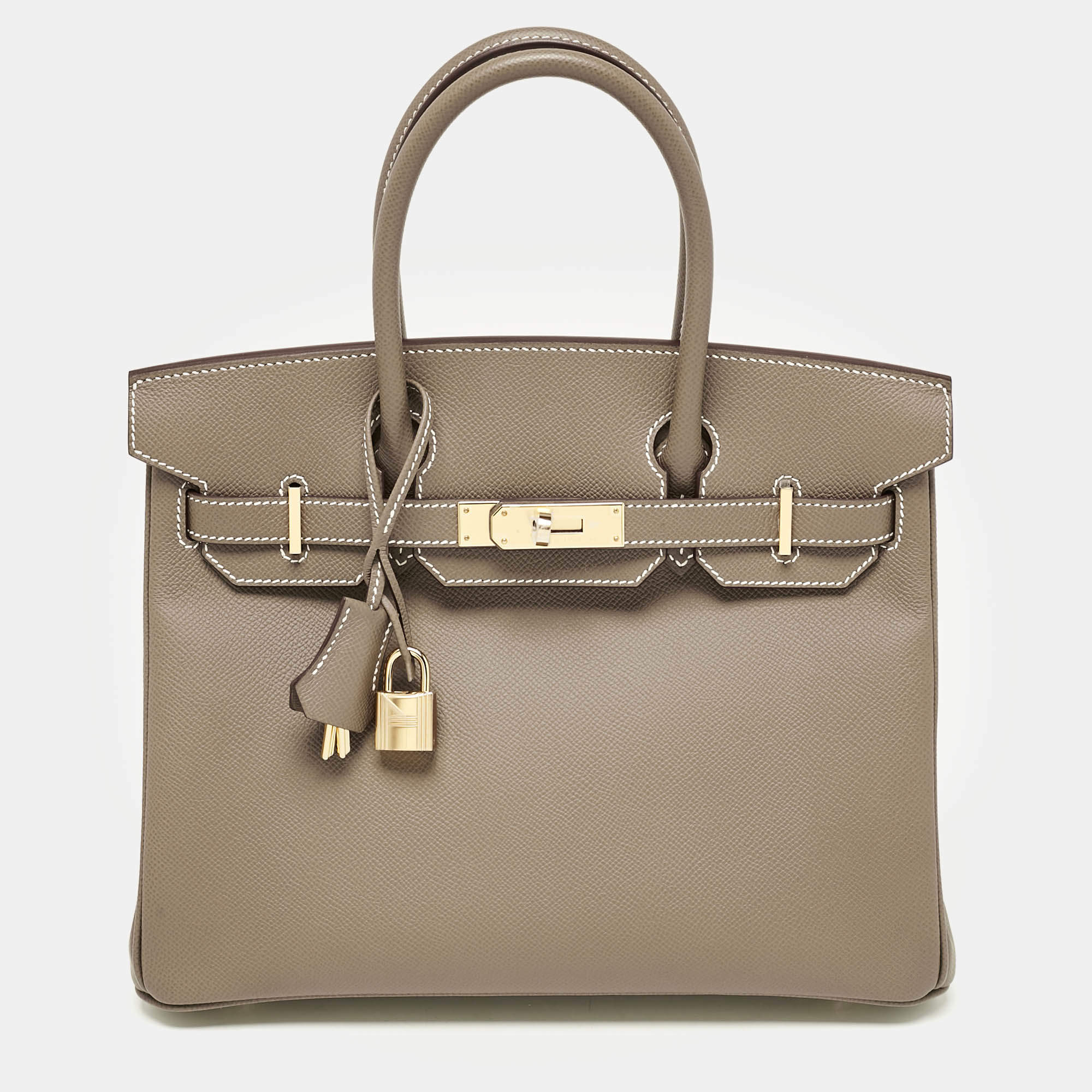 Hermès Etoupe Epsom Leather Gold Finish Birkin 30 Bag