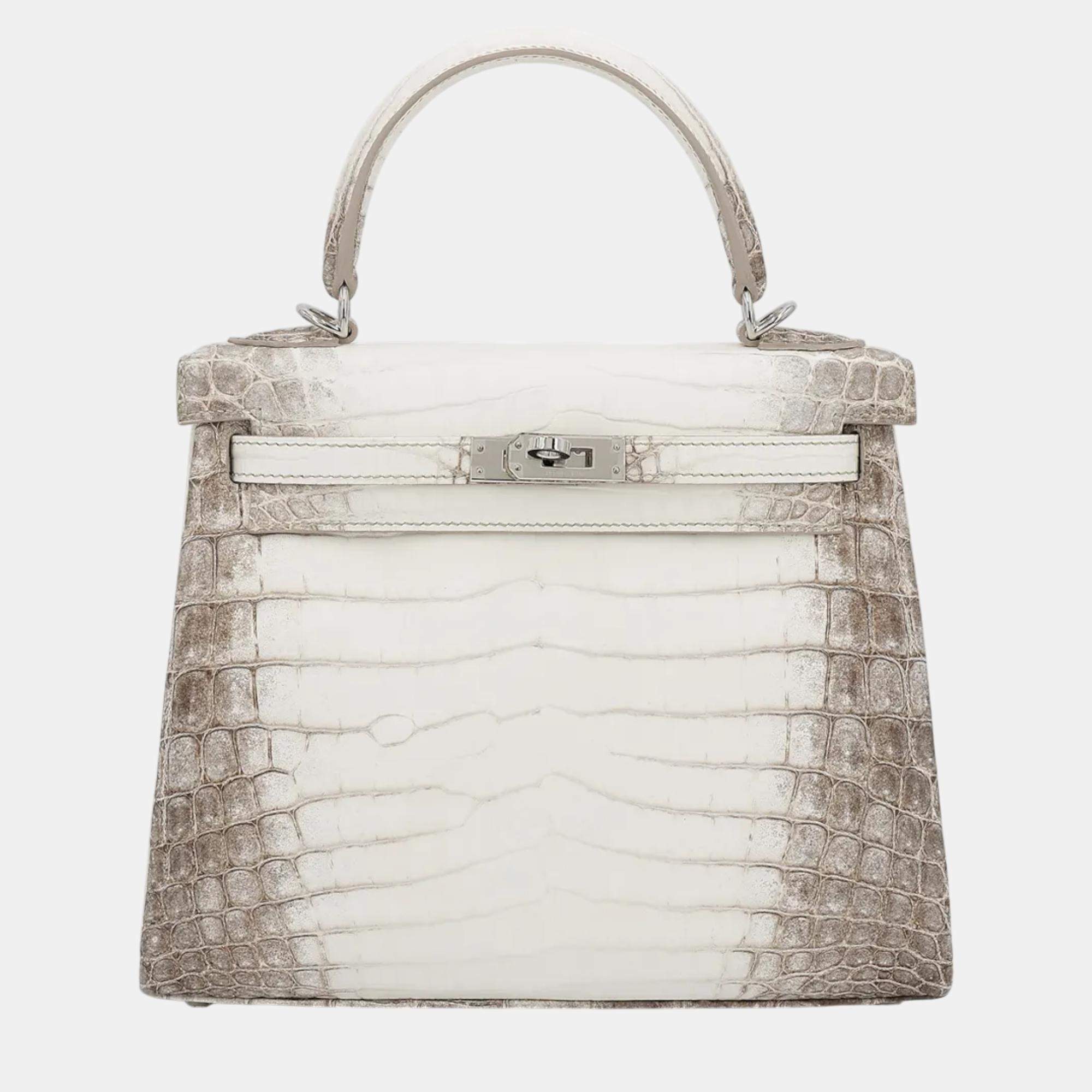 Hermes Himalaya Matte Niloticus Crocodile Leather Kelly 25 Bag