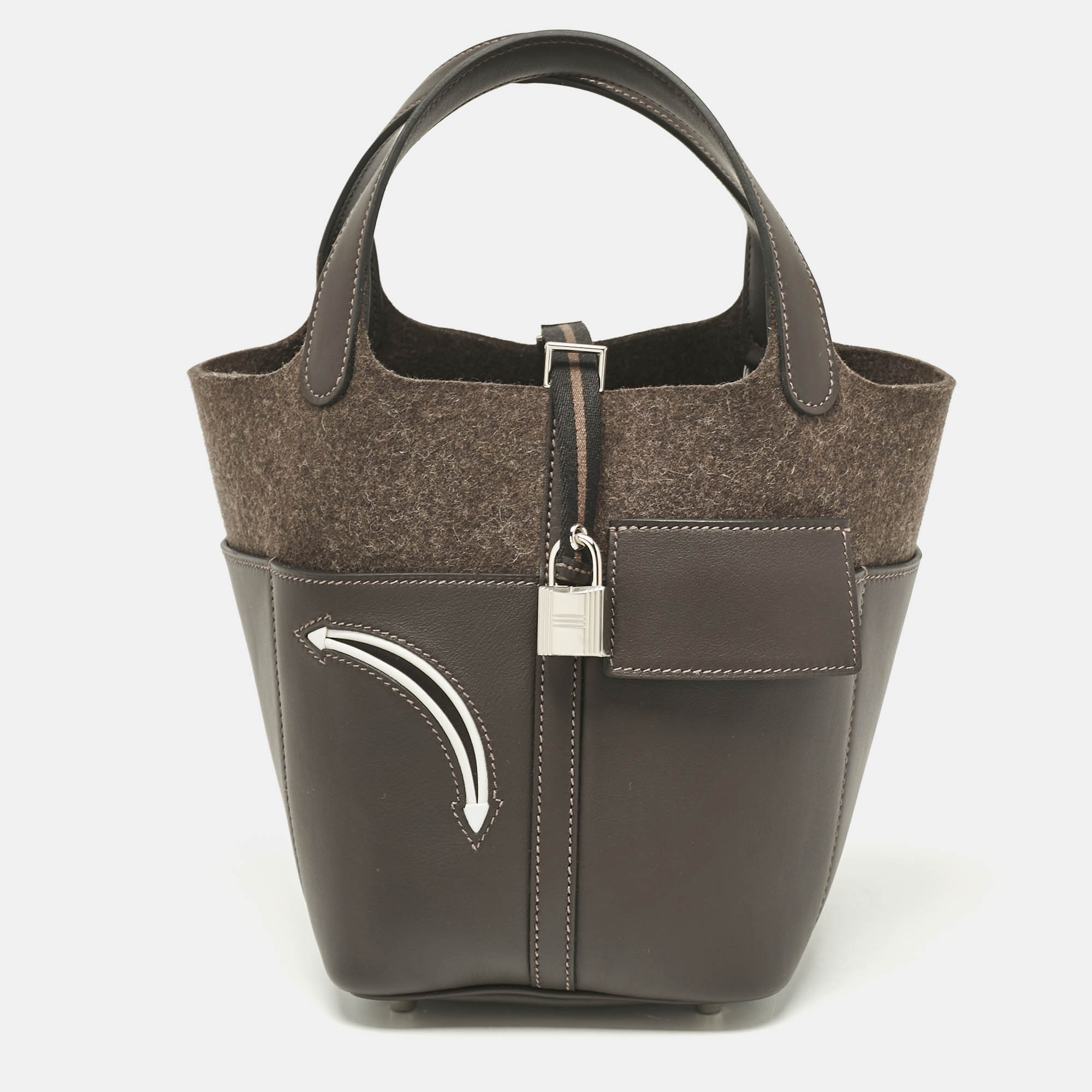 Hermès Ebene Swift Leather and Feutre Picotin Lock 18 Go Team Bag