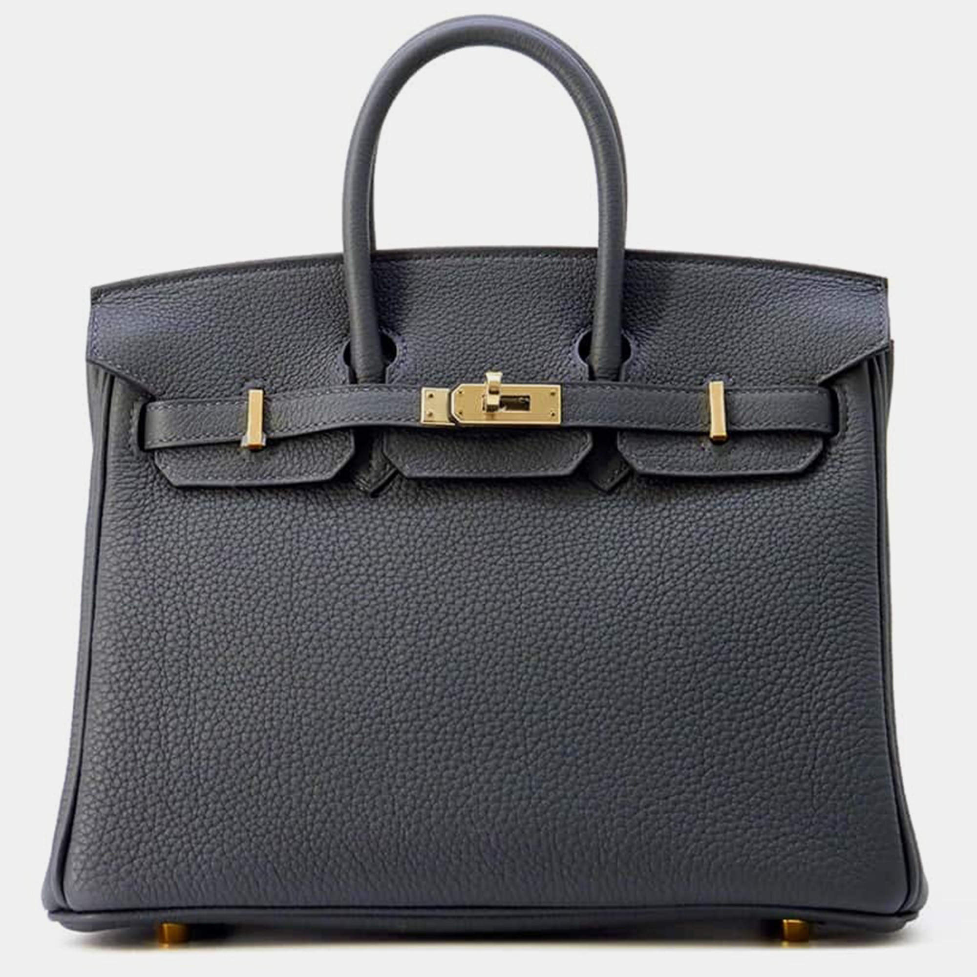 Hermes Gris Misty Togo Leather Gold Finish Birkin 25 