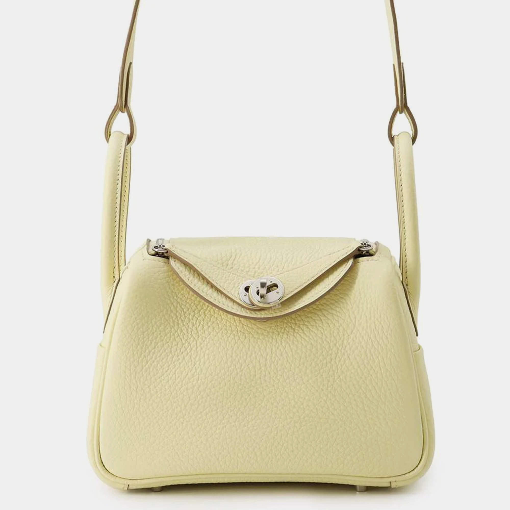 Hermes Jaune Milton Taurillon Clemence Leather Lindy Mini Bag