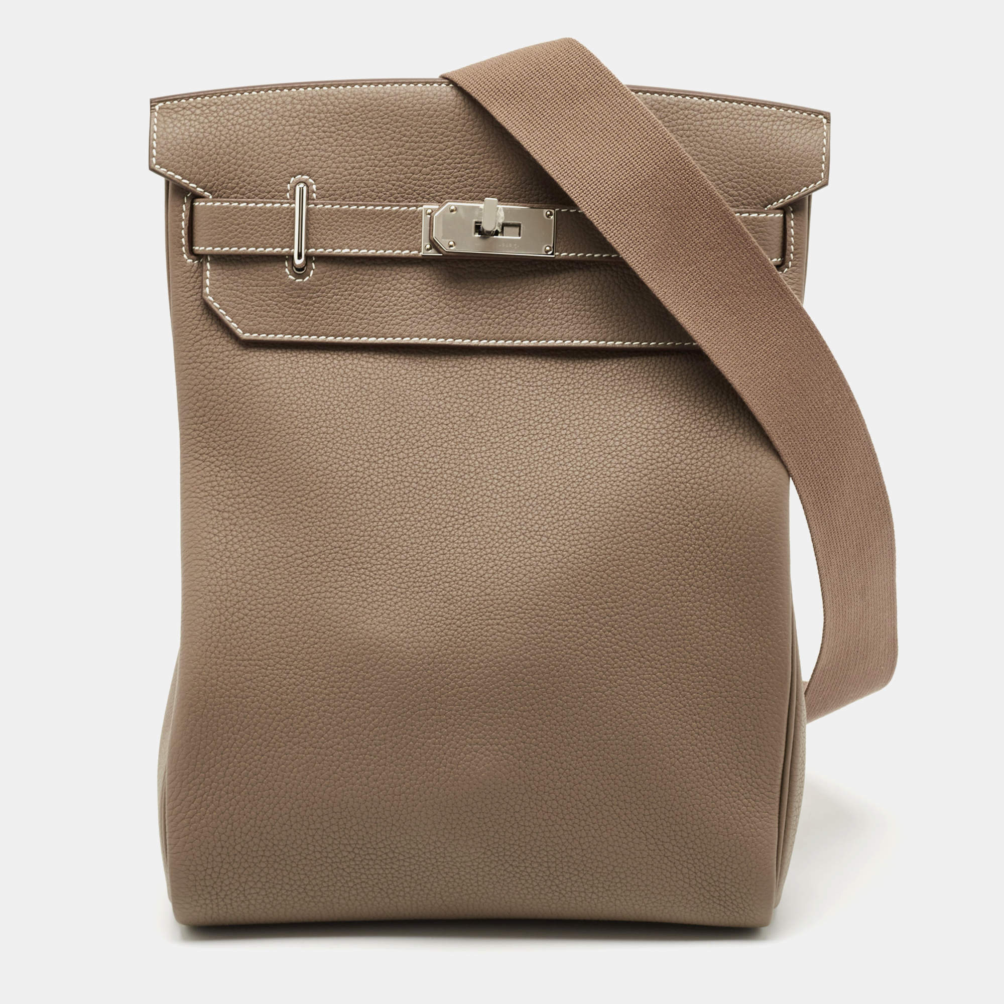 Hermès Etoupe Togo Leather Palladium Finish Hac A Dos GM Backpack