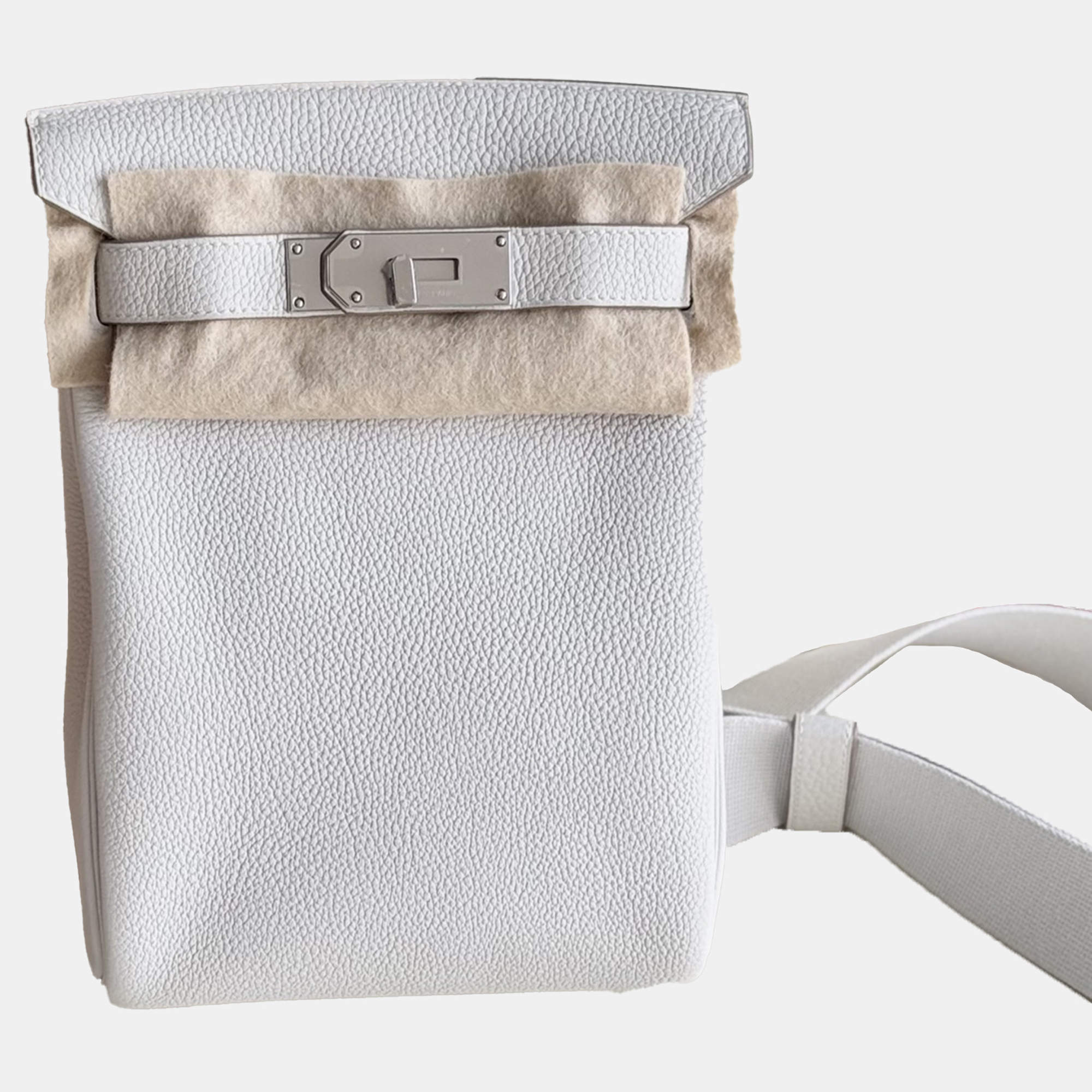 Hermes White Leather Hac a dos Backpack