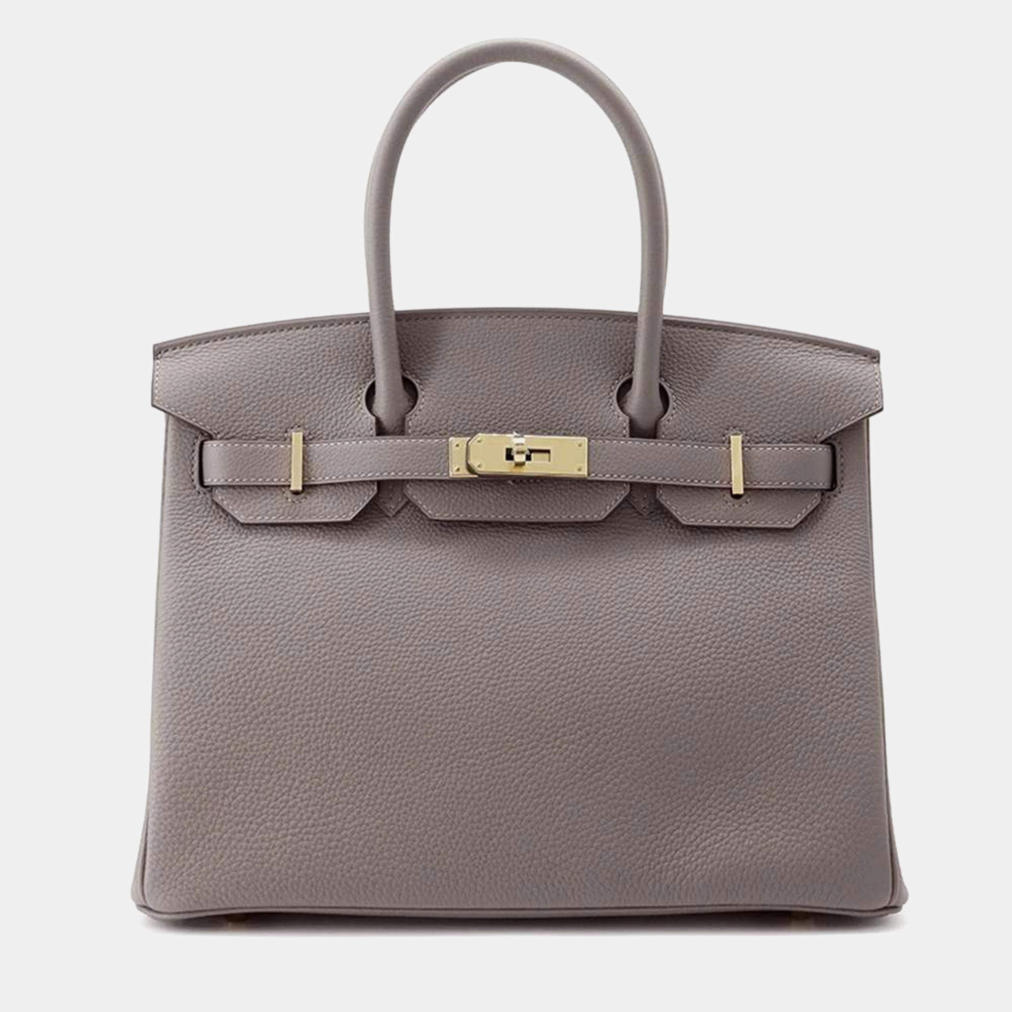 Hermes Etain Togo Leather Birkin 30 Handbag