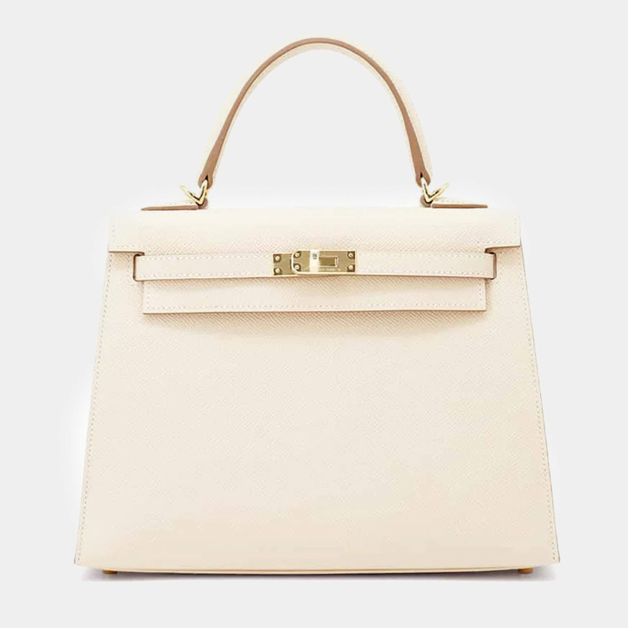 Hermes Craie Epsom Leather Kelly 25 Top Handle Bag