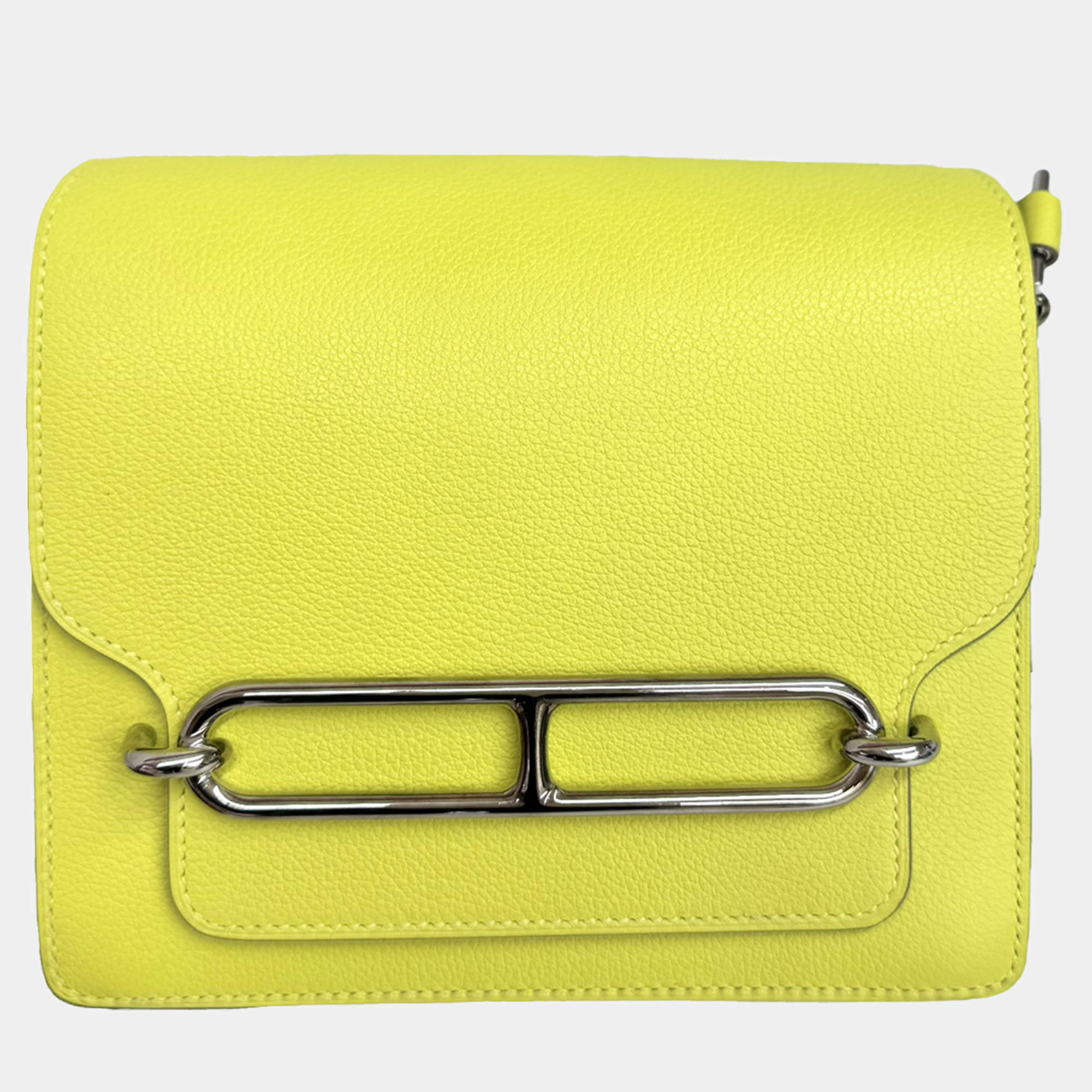 Hermes Lemon Yellow Swift Leather Mini Roulis Shoulder Bag
