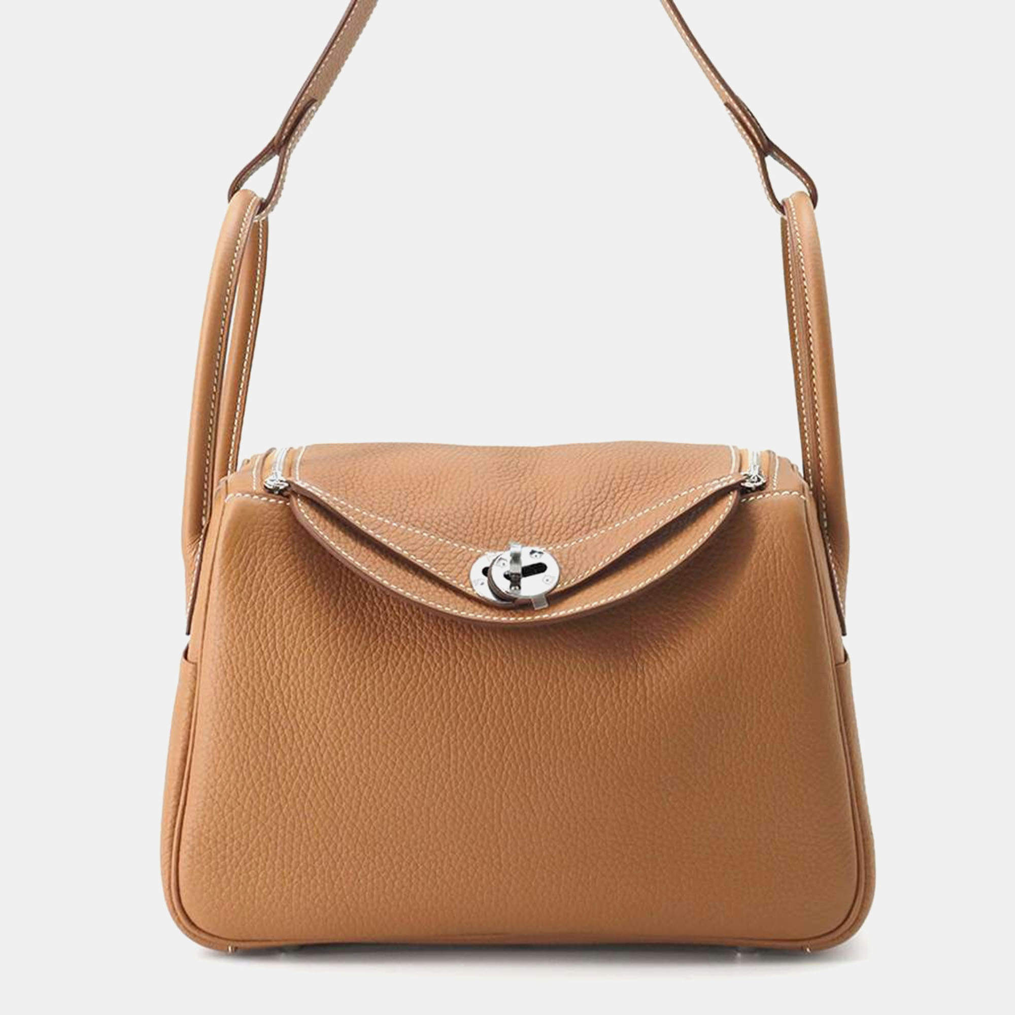 Hermes Gold Taurillon Clemence Lindy 26 Shoulder Bag