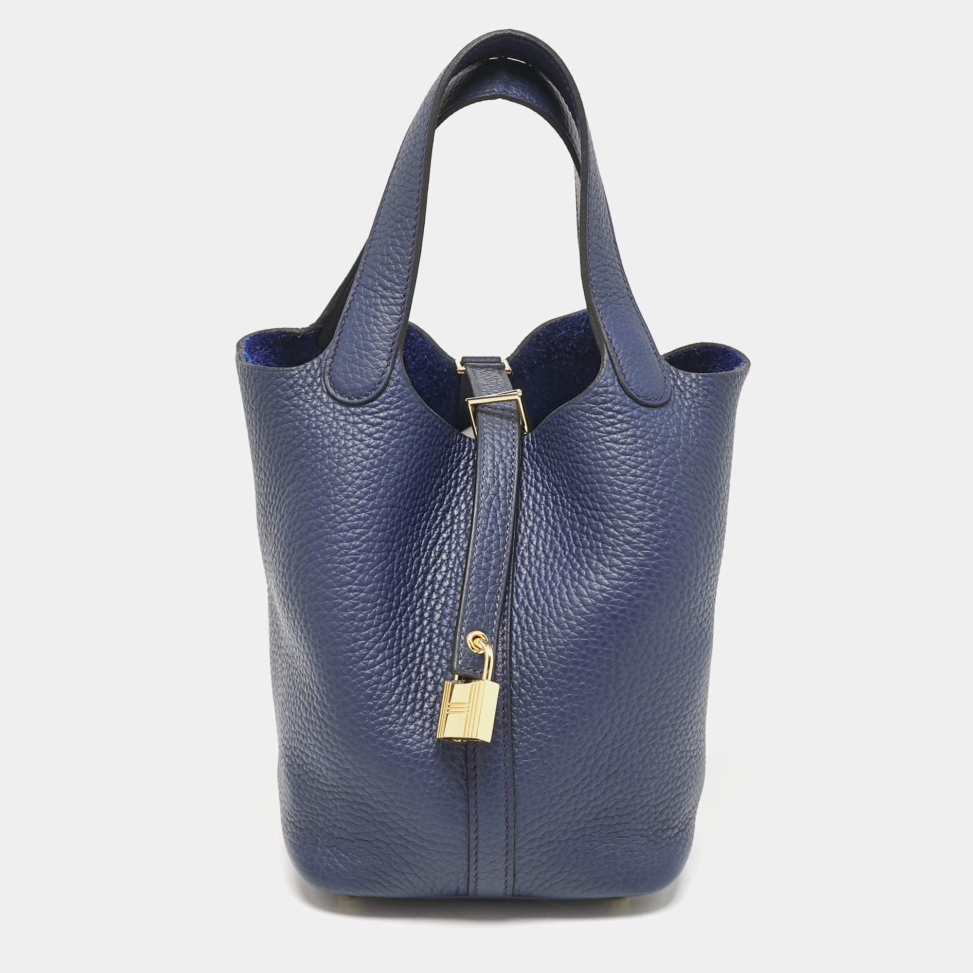 Hermès Bleu de Prusse Taurillon Clemence Leather Picotin Lock 18 Bag