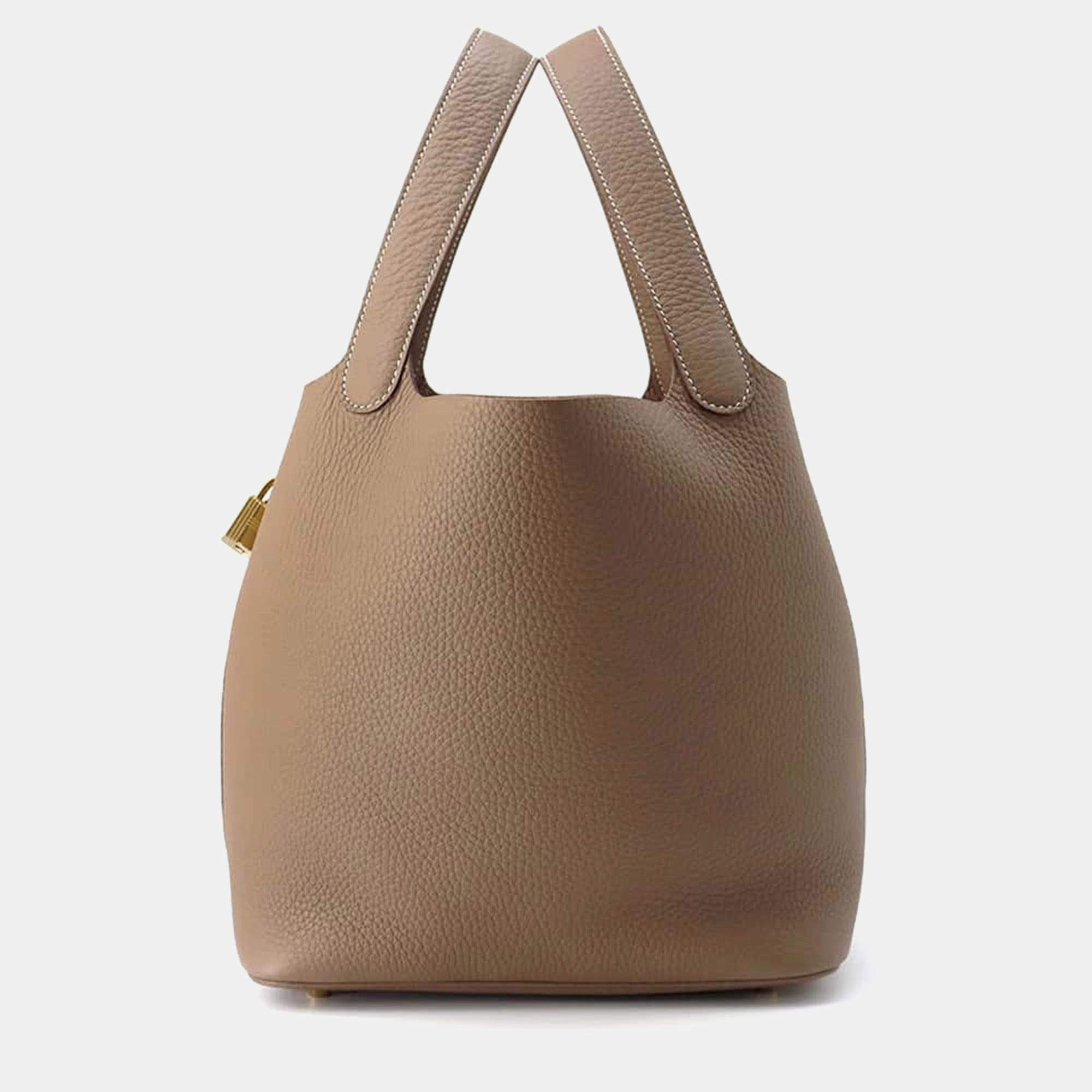 Hermes Etoupe Taurillon Clemence Leather Picotin Lock 22 Shoulder Bag