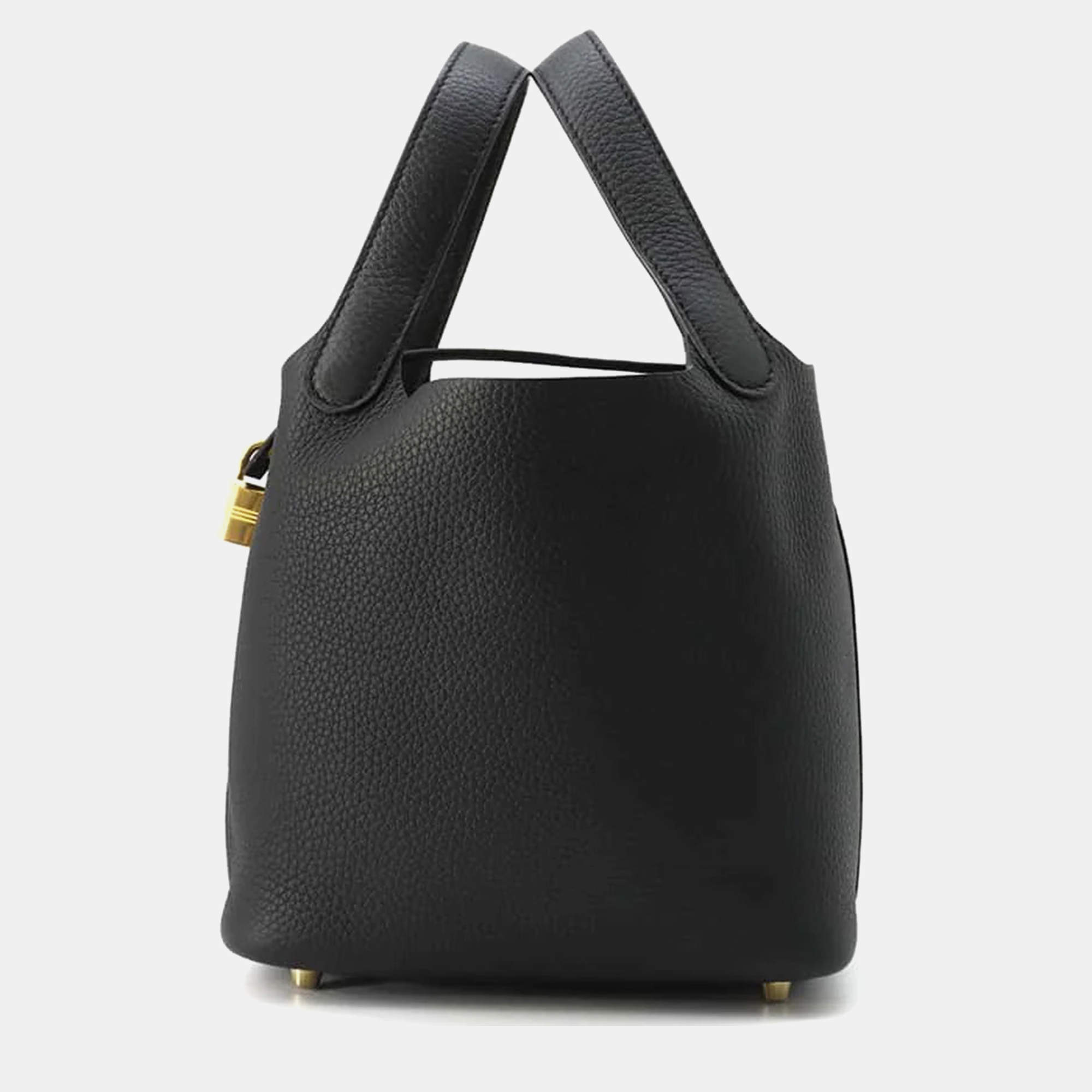 Hermes Black Taurillon Clemence Picotin Lock 18 Bag