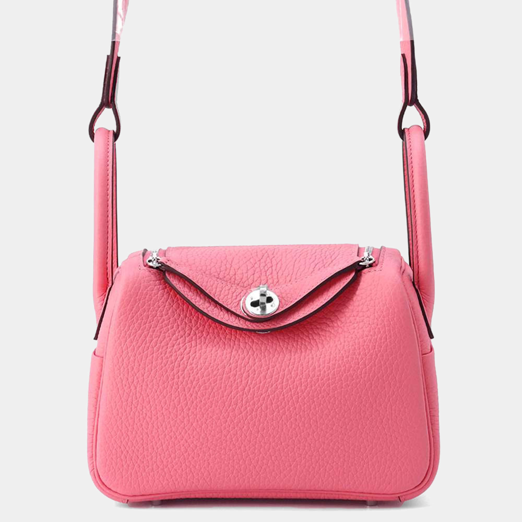 Hermes Rose Azalee Taurillon Lecmans Mini Lindy Shoulder Bag