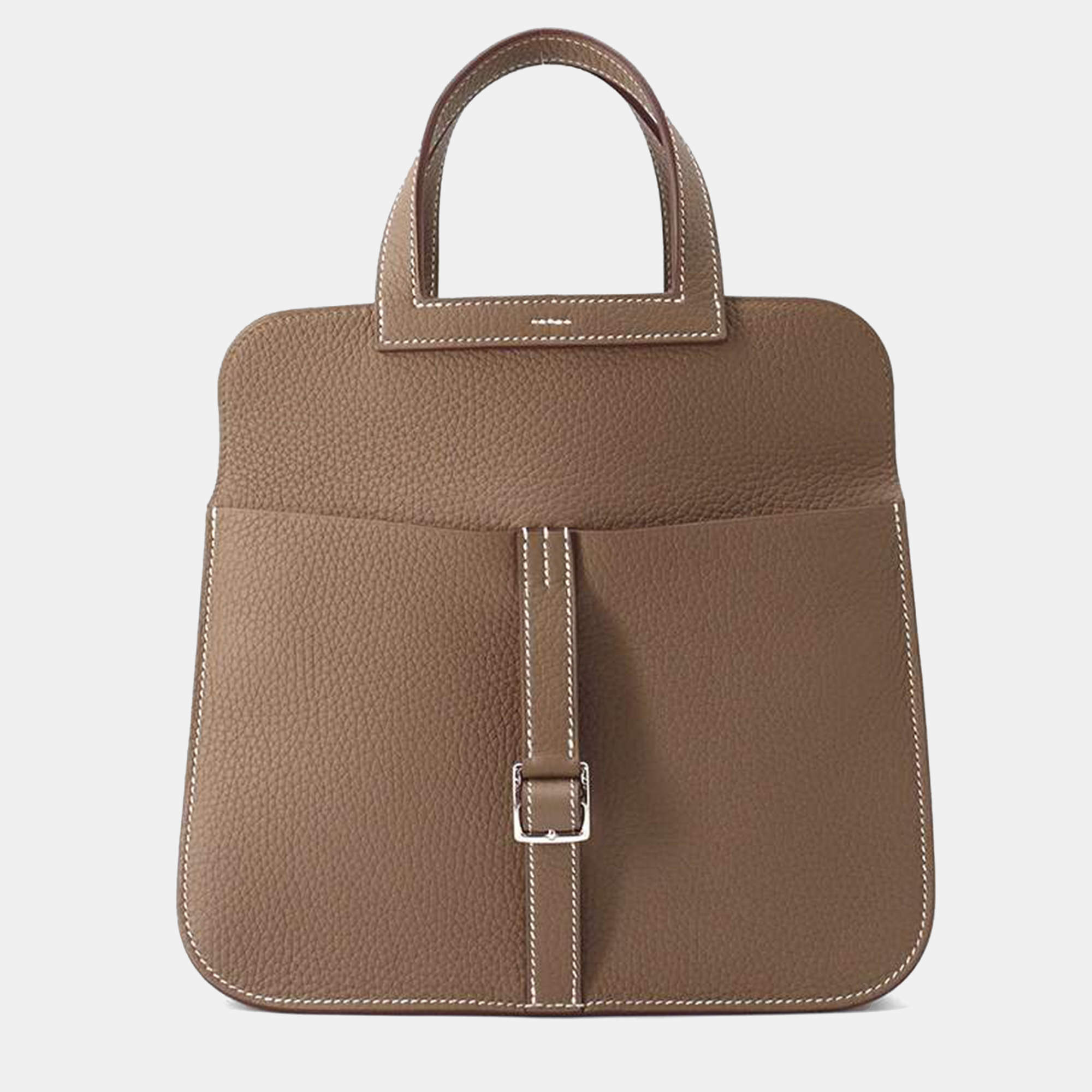 مملوكة مسبقًا Hermes Etoupe Taurillon Clemence Halzan 25 Shoulder Bag
