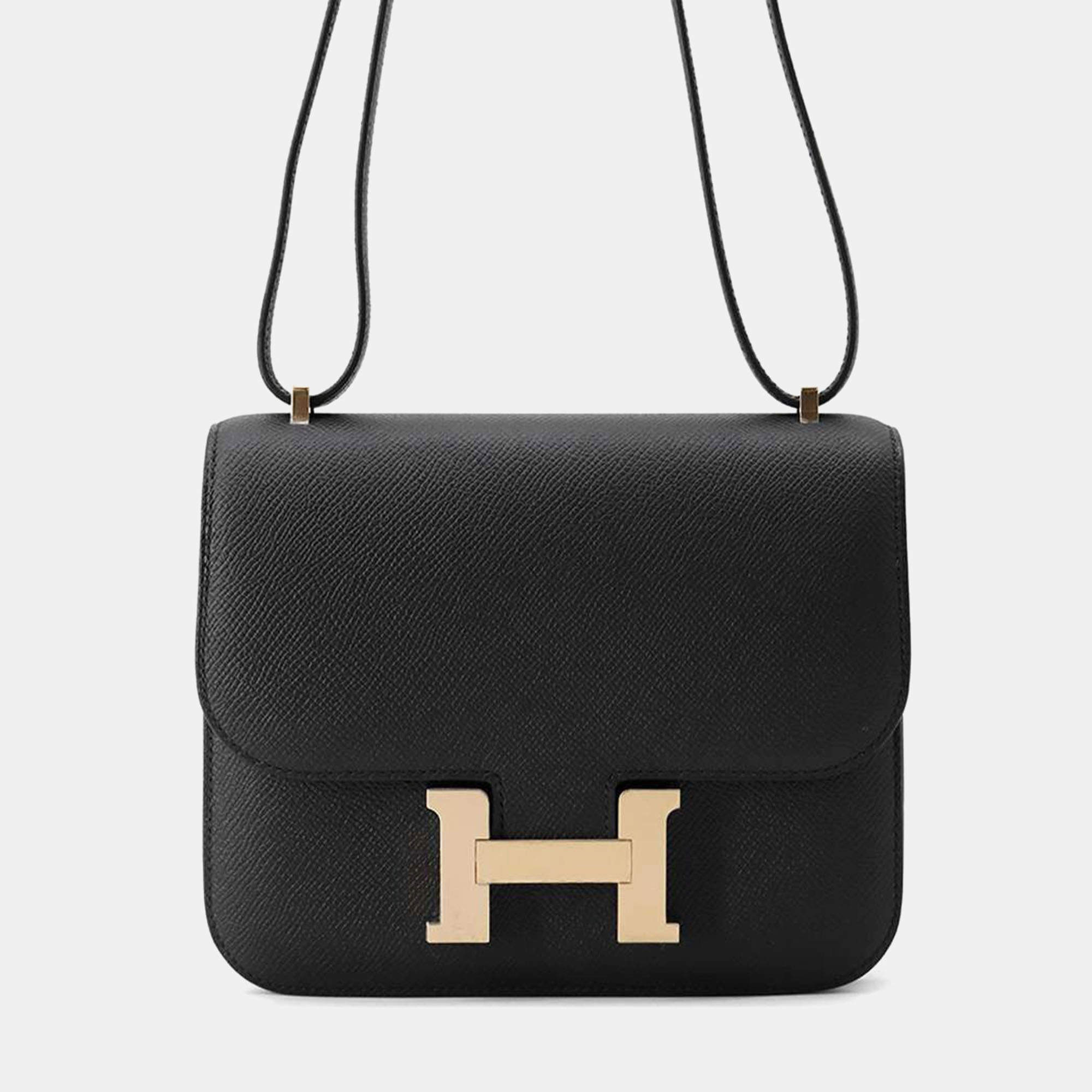 Hermes Black Epsom Constance III Miroir Mini Shoulder Bag