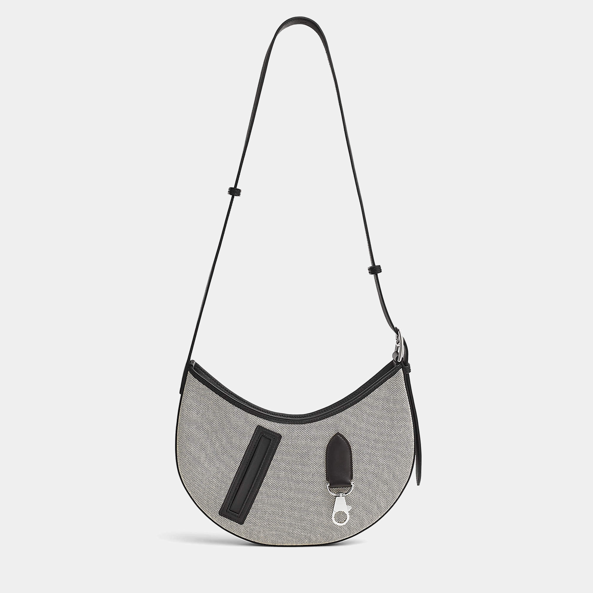 Hermes Ecru Black Sac P'tit Arcon Toile & Cuir Bag