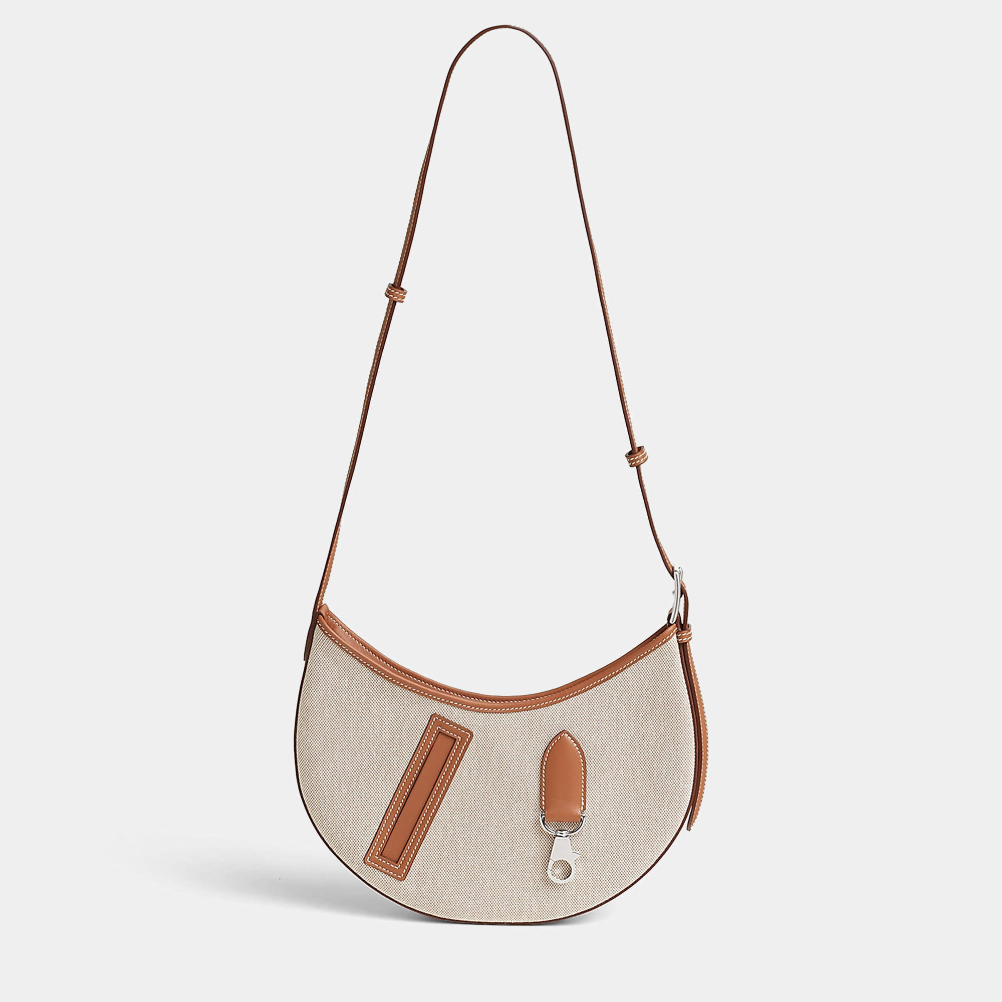 Hermes Ecru Beige Gold Sac P'tit Arcon Toile & Cuir Bag