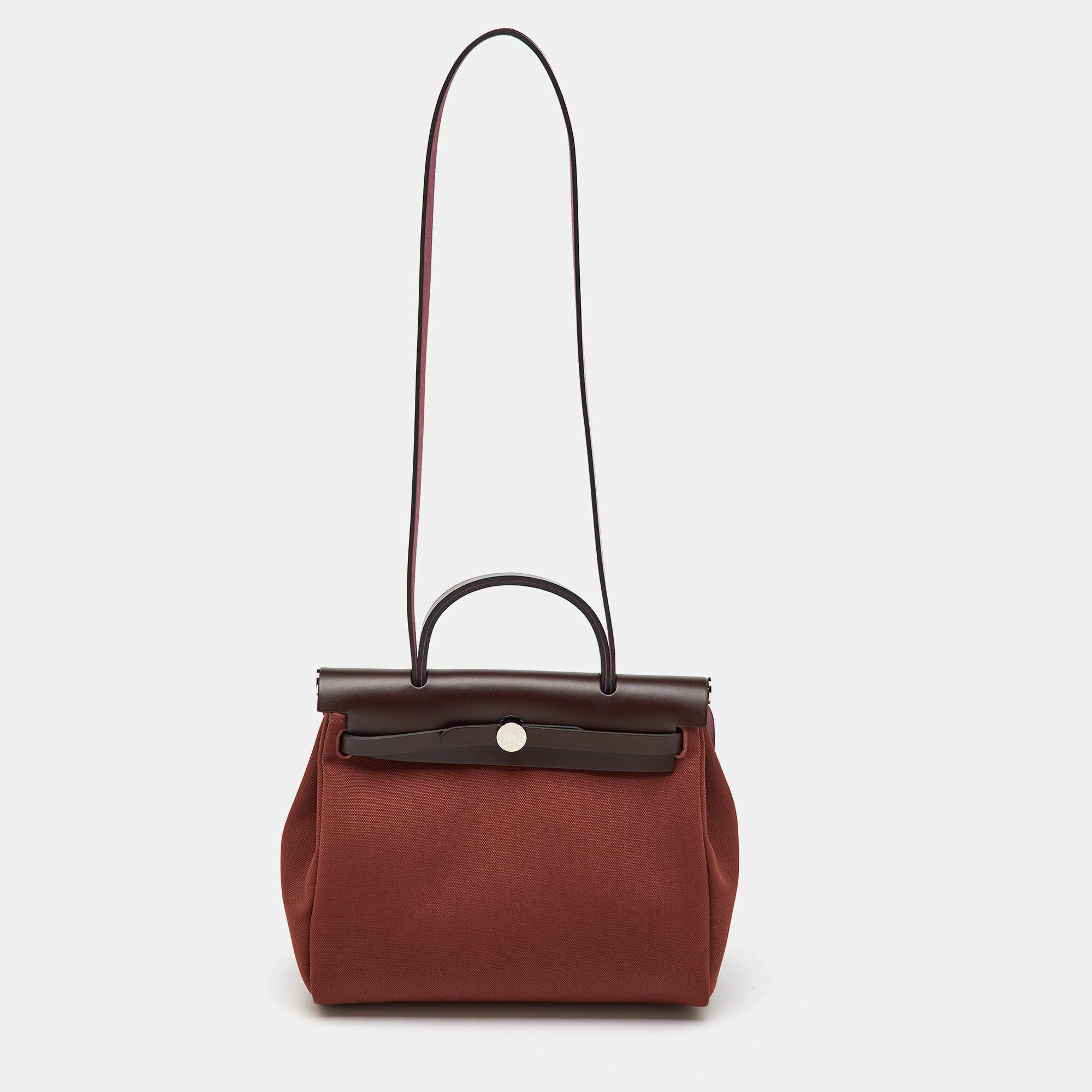 Hermès Rouge H/Ebene Toile and Leather Herbag Zip 31 Bag