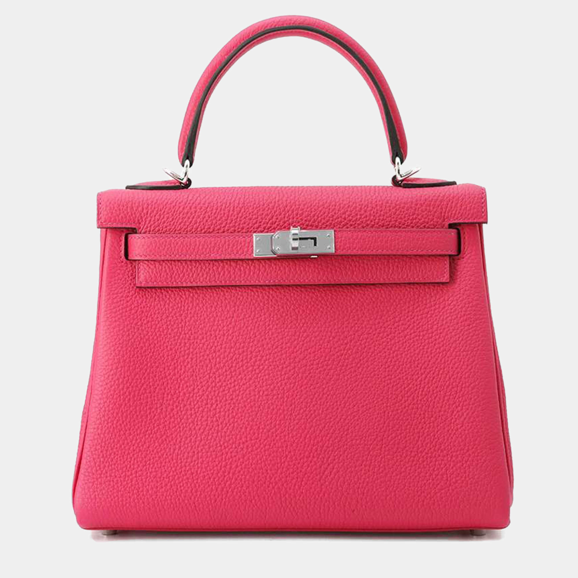 Hermes Kelly 25 Rose Mexico Togo Leather Top Handle Bag