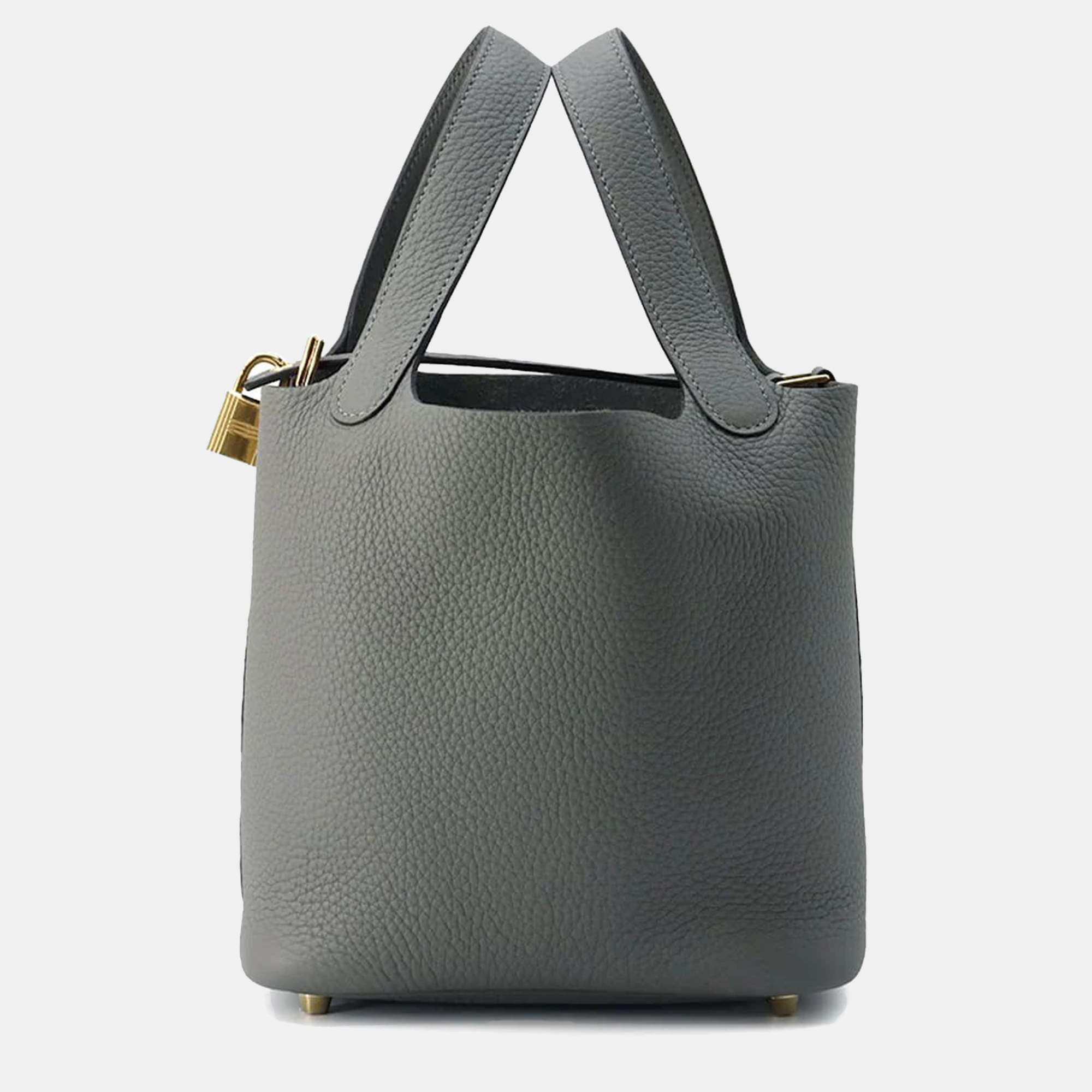 Hermes Gris Meyer Taurillon Clemence Picotin Lock Bag 18
