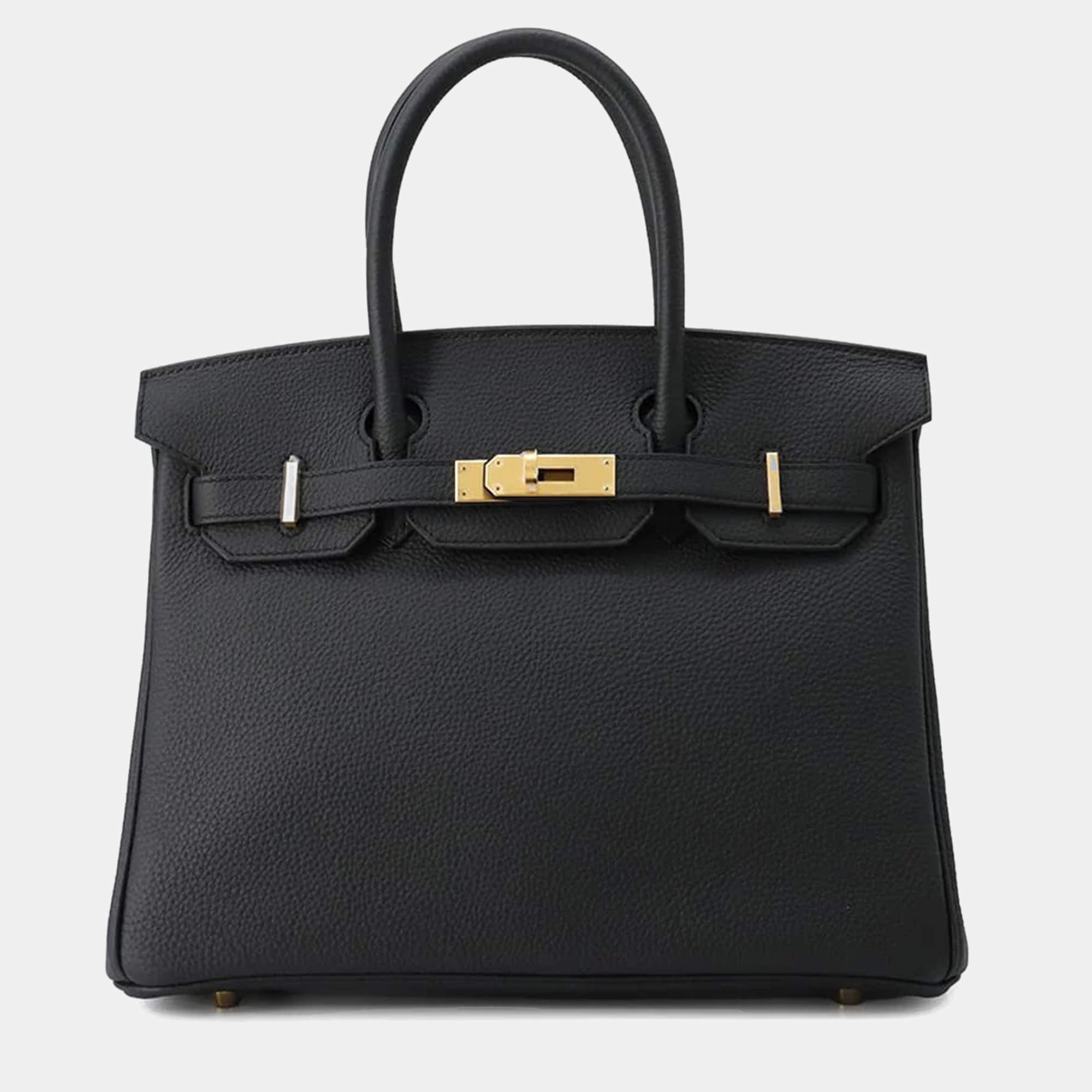 Hermes Birkin 30 Black Togo Leather Top Handle Bag