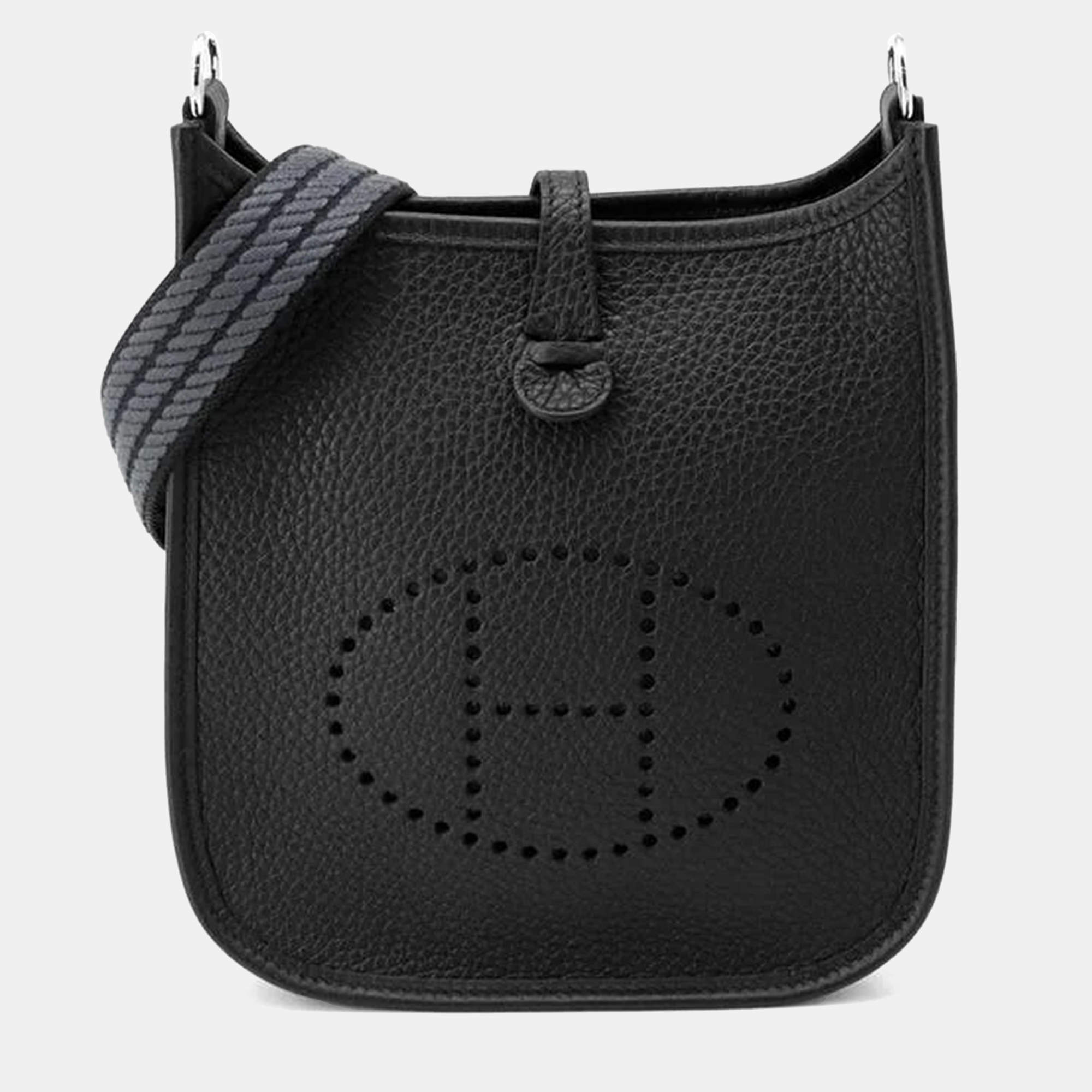 Hermes Evelyne TPM  Amazon sangle Cordage Long Black/Grimisty Taurillon Clemence  