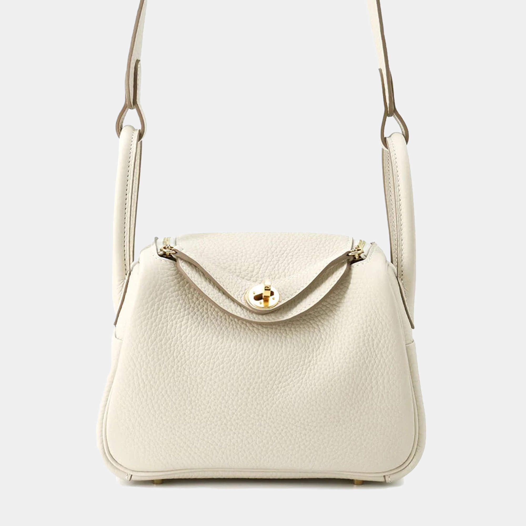 Hermes Lindy Mini Craie Taurillon Clemence Leather Shoulder Bag