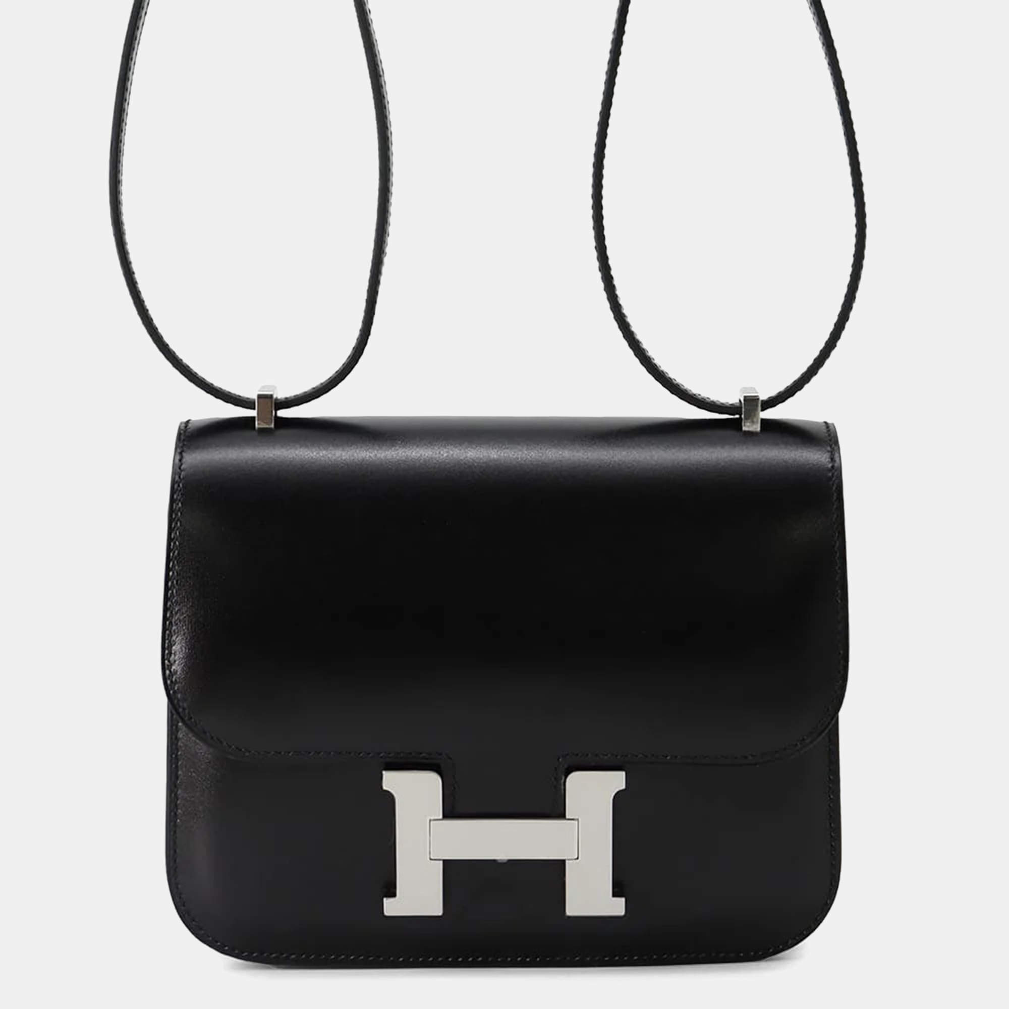 Hermes Constance Mini Black Box Calf Leather Crossbody Bag