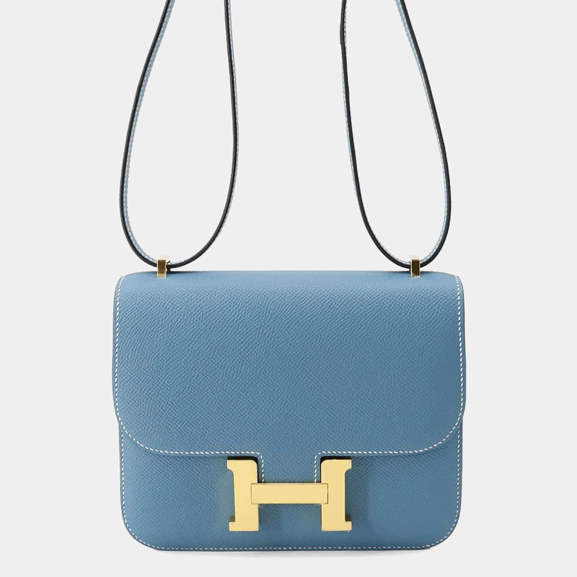 Hermes Constance Mini Blue Jean Epsom Leather Crossbody Bag