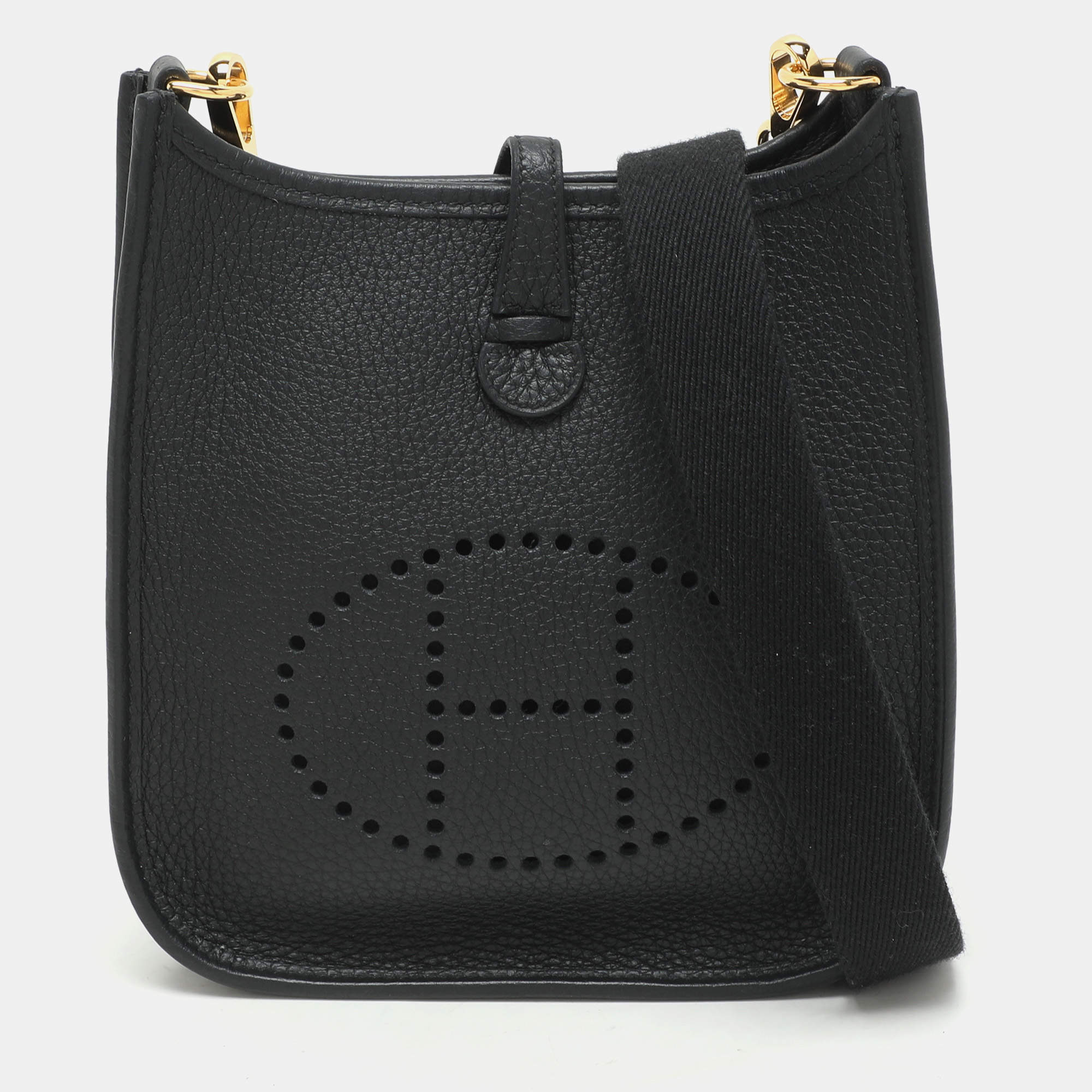 Pre Owned Hermès Noir Taurillon Clemence Leather Evelyne TPM Bag