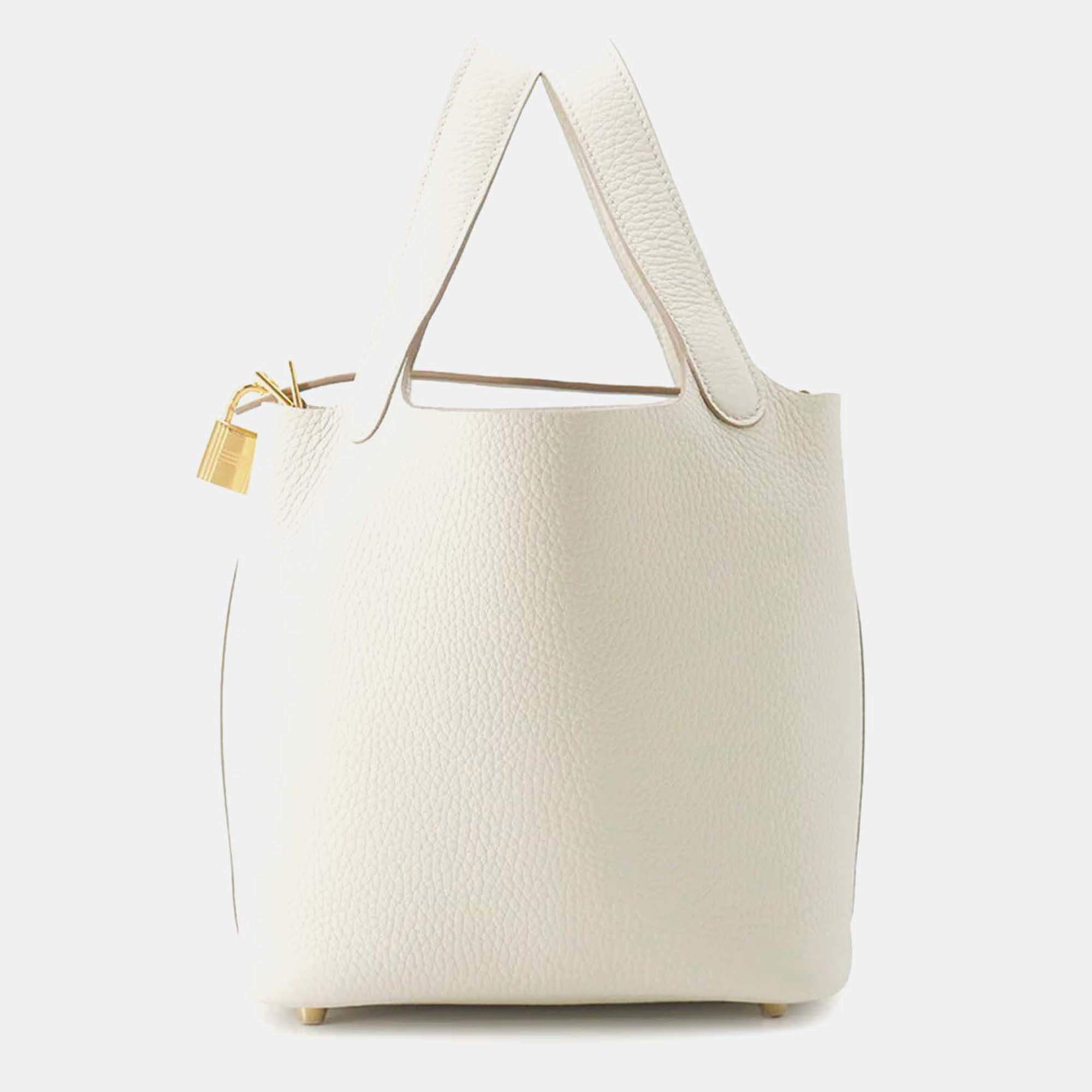 Hermes Picotin Lock 18 Beton Taurillon Clémence Leather Handbag