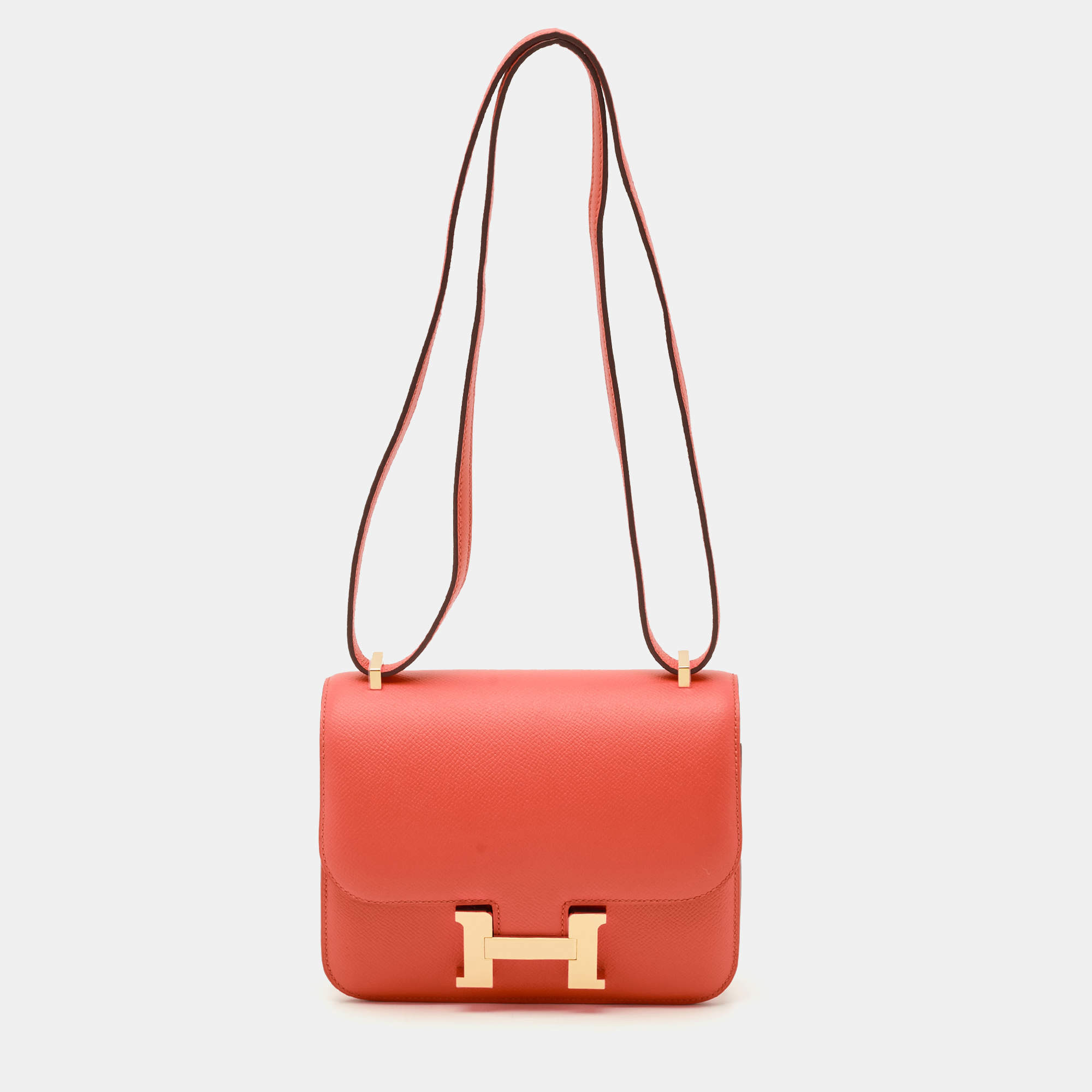 Pre Owned Hermès Rose Jaipur Epsom Leather Gold Finish Constance 18 Mini Bag