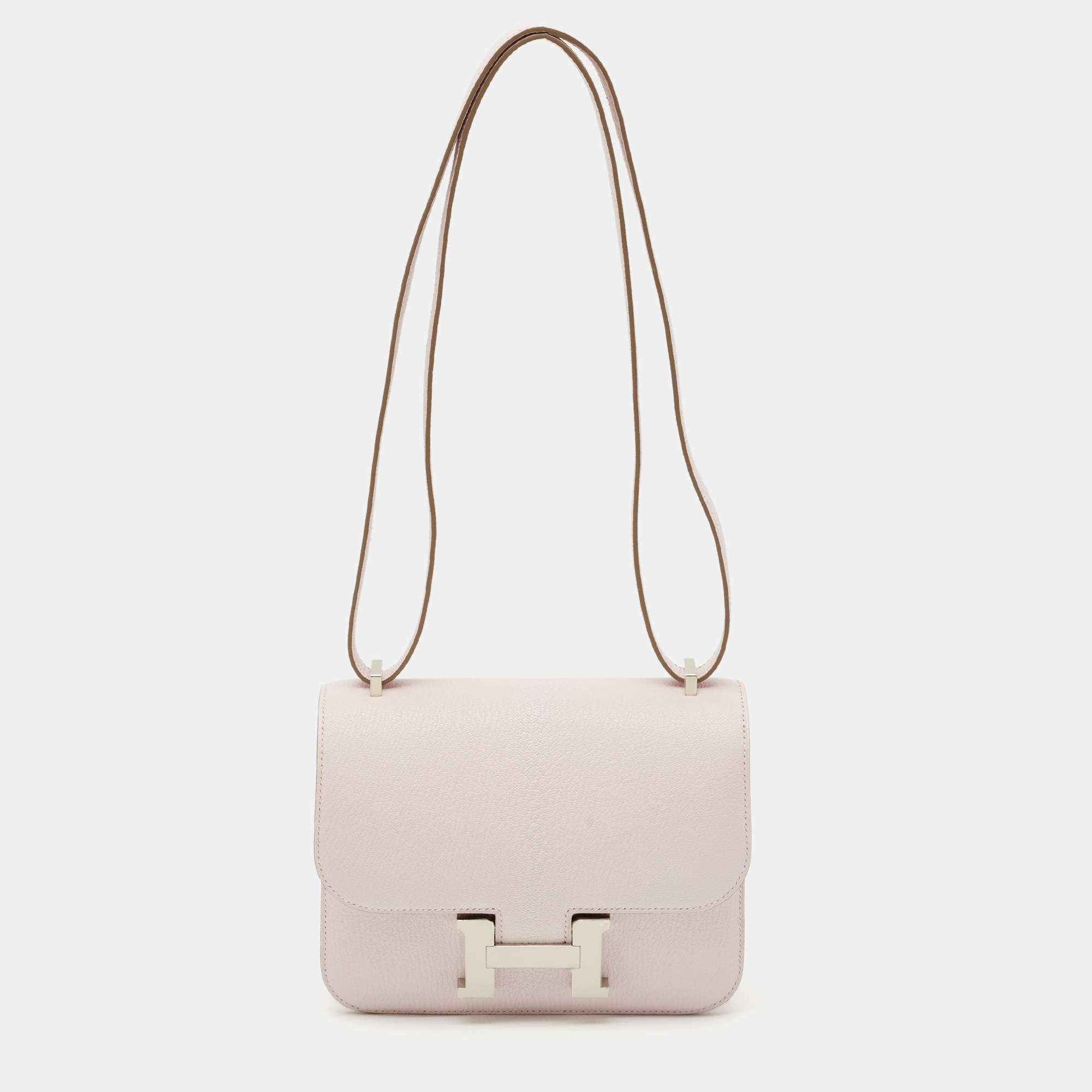 Pre Owned Hermès Mauve Pale Chevre Leather Palladium Finish Constance 18 Mini Bag