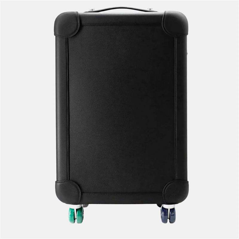 Pre Owned Hermes Rolling Mobility Suitcase Black Taurillon Clemence Leather Travel Bag