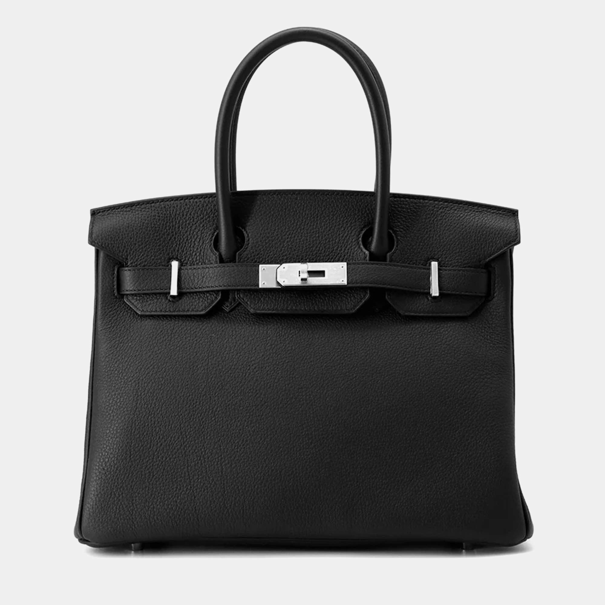 Pre Owned Hermes Birkin 30 Black Togo Leather Tote Bag