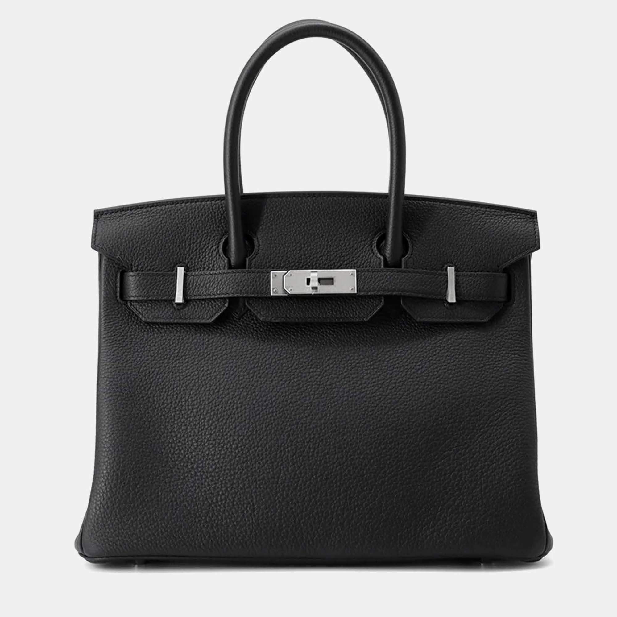 Pre Owned Hermes Birkin 30 Black Togo Leather Handbag