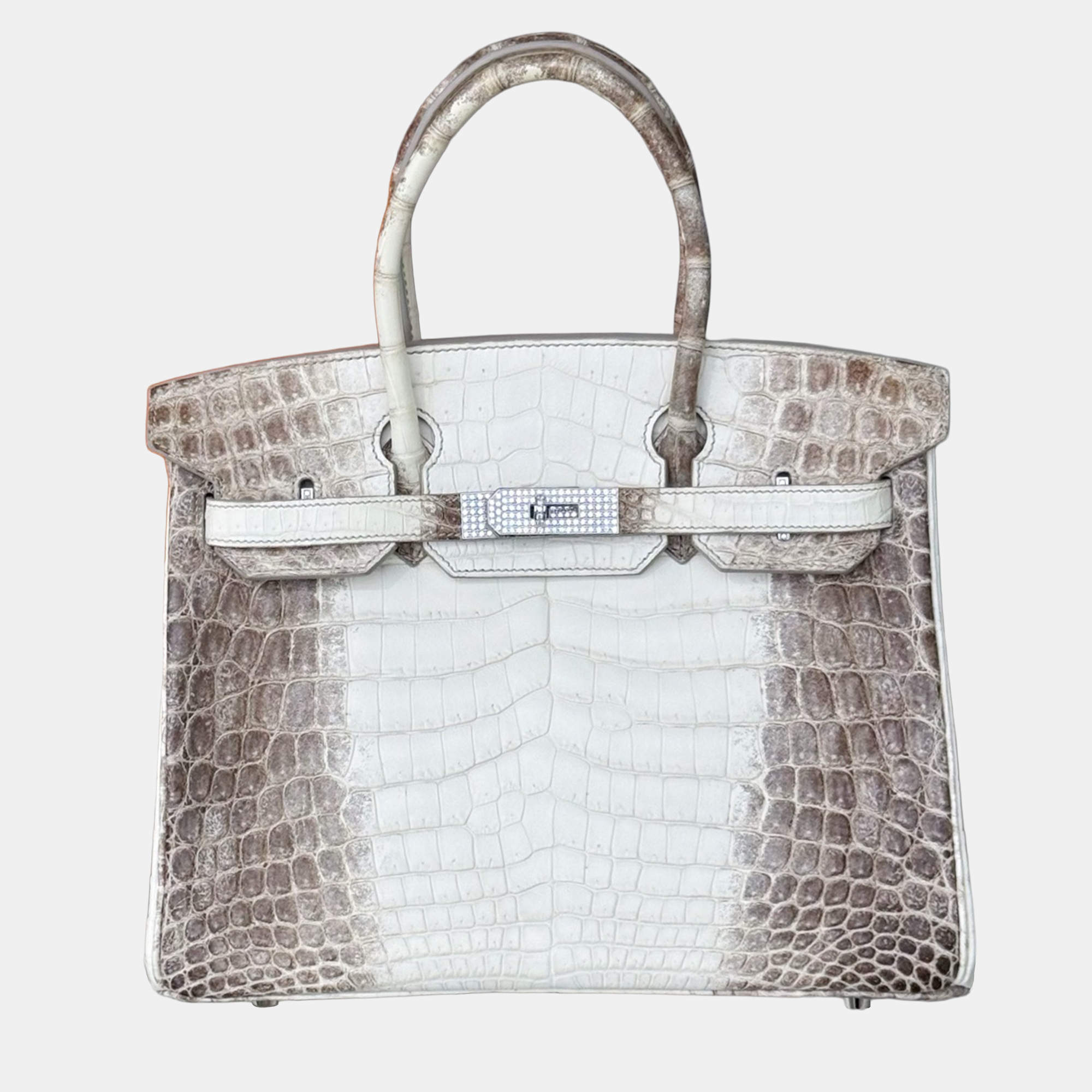 Pre Owned Hermes Birkin 30 Himalaya Niloticus Crocodile Diamond Tote Bag
