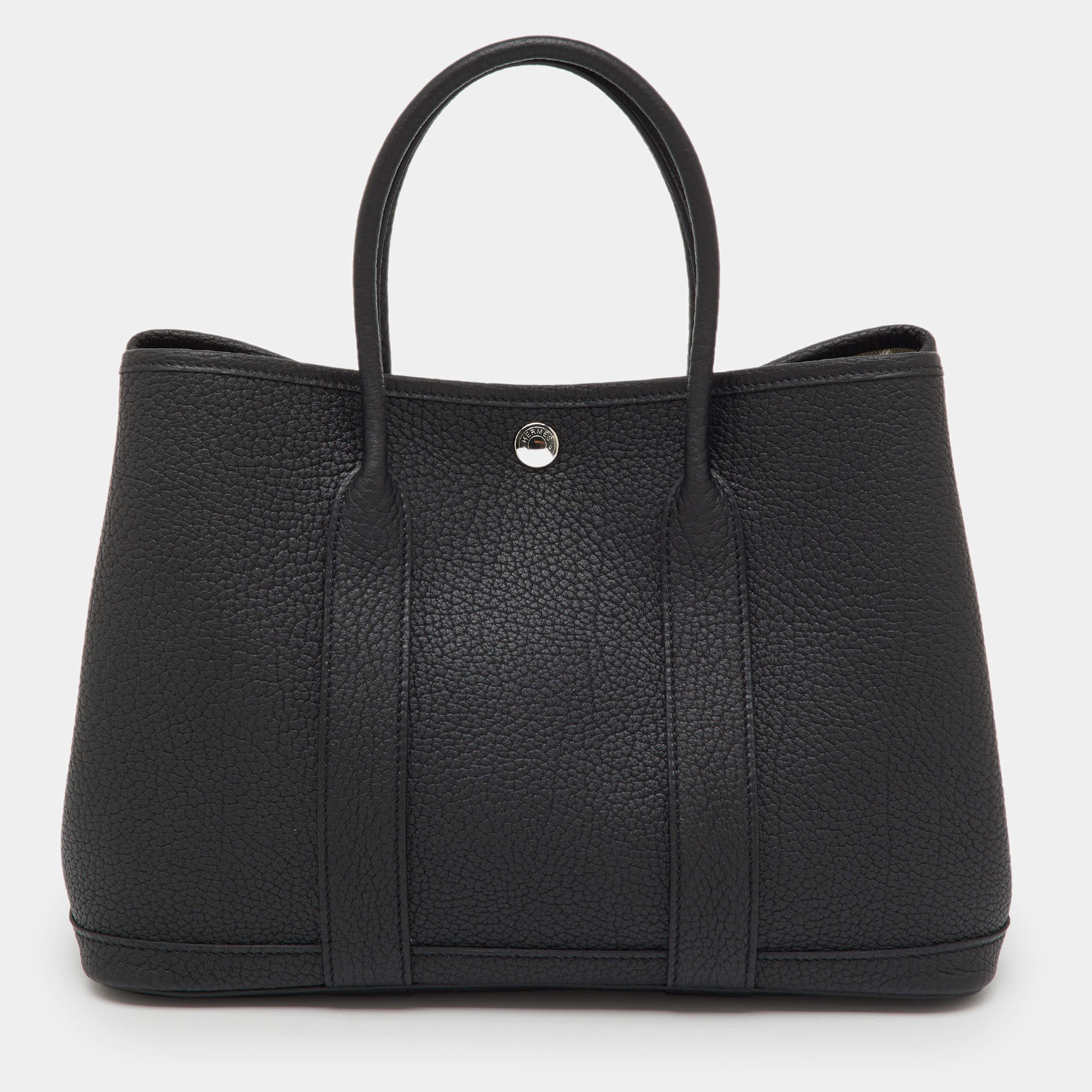Pre Owned Hermes Black Negonda Leather Garden Party 30 Bag