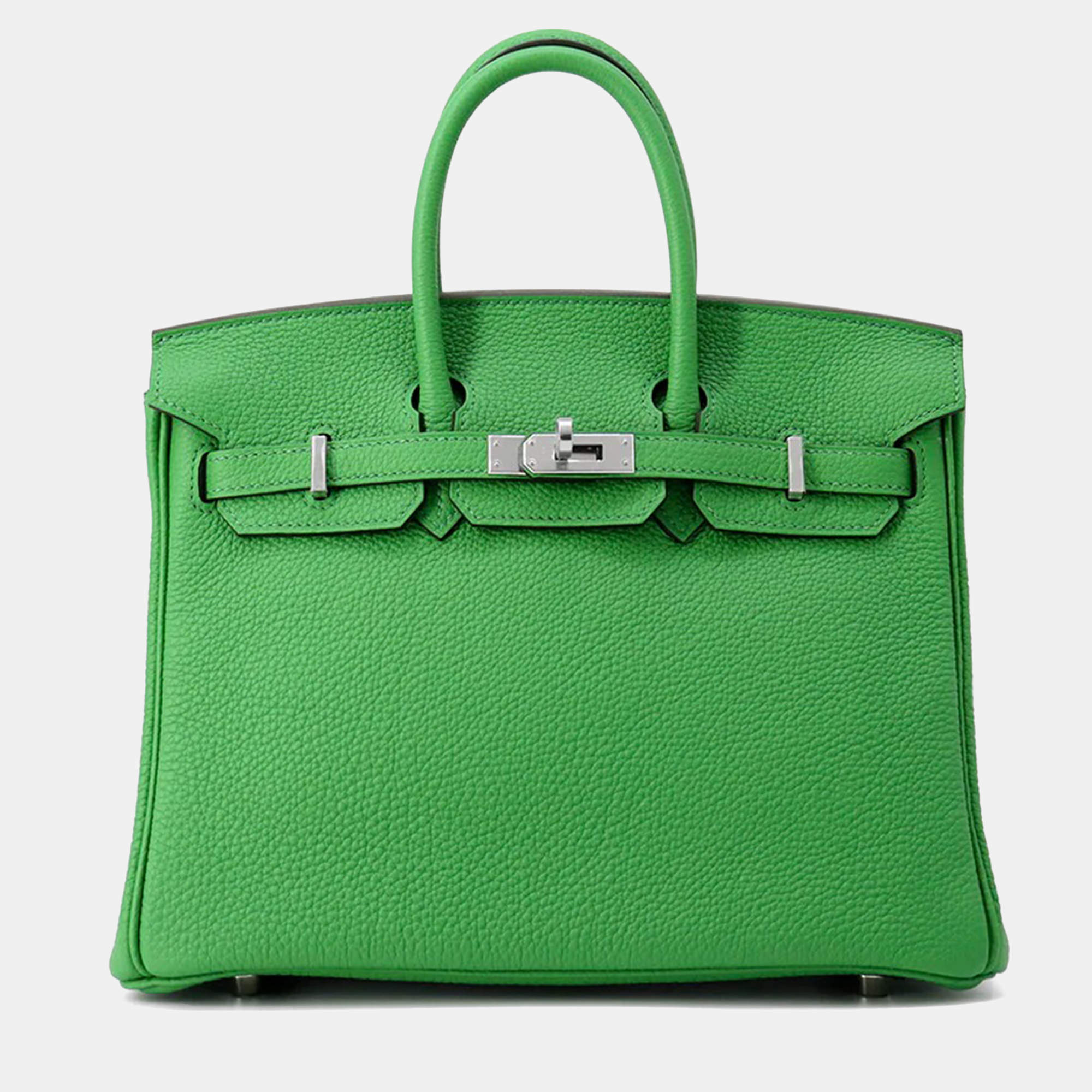 Pre Owned Hermes Birkin Size 25 Bamboo Togo Leather Bag 