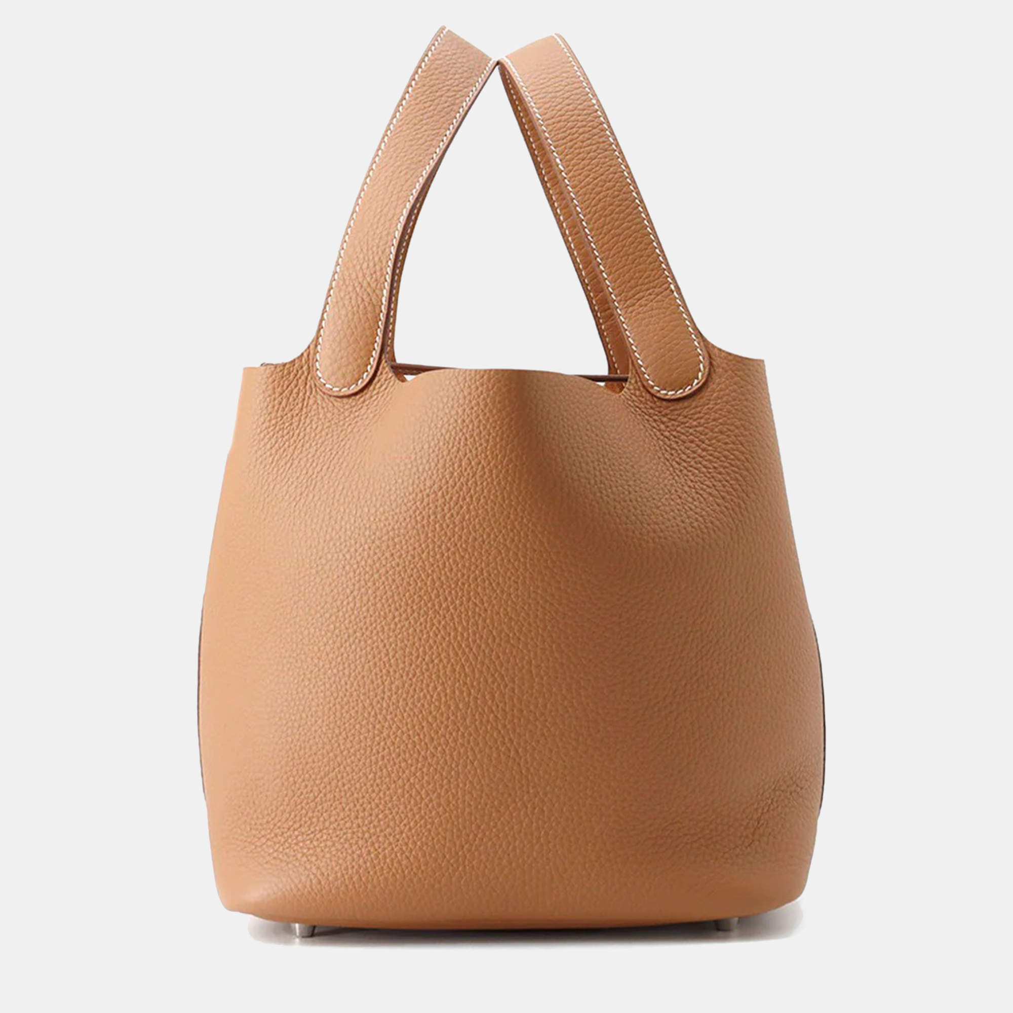 Pre Owned Hermes Picotin Lock 22  Gold Taurillon Clemence Bag 