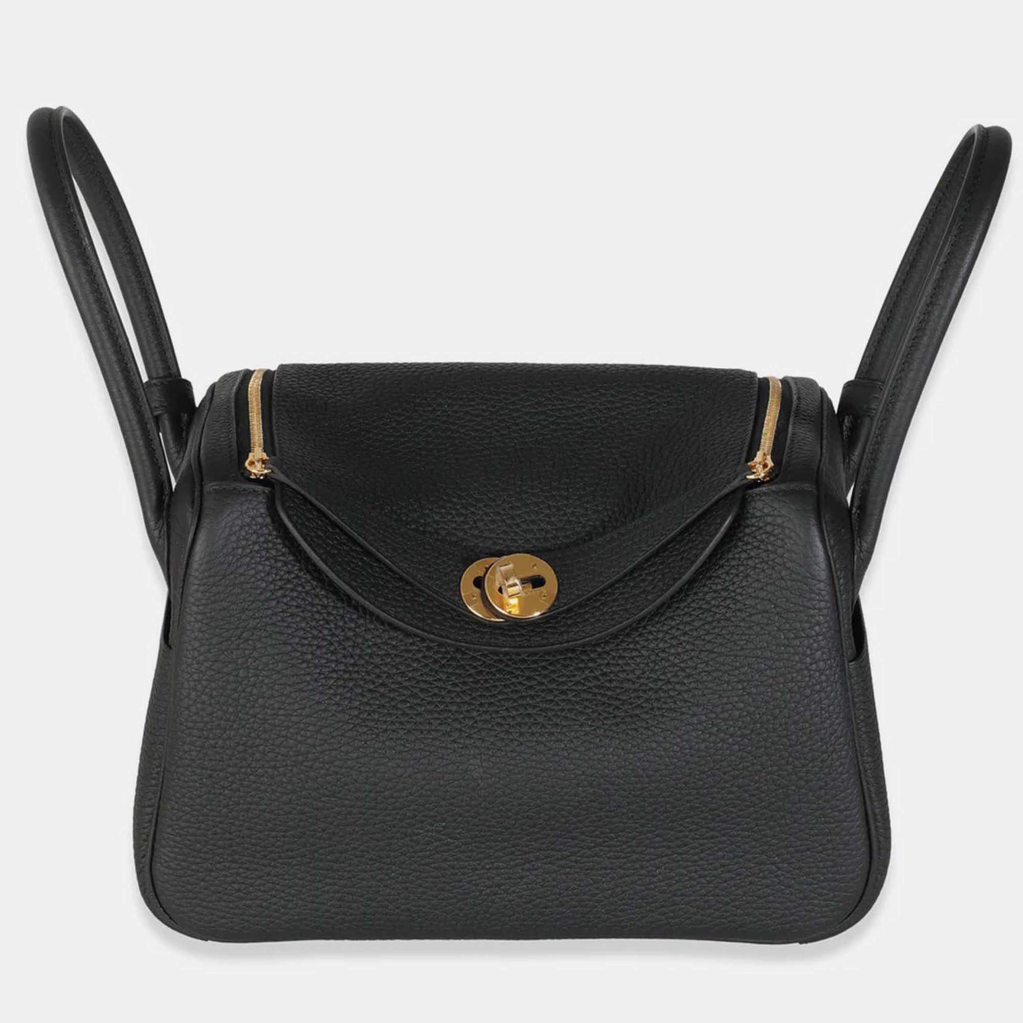 Pre Owned Hermes Lindy 26  Black Clemence Bag 