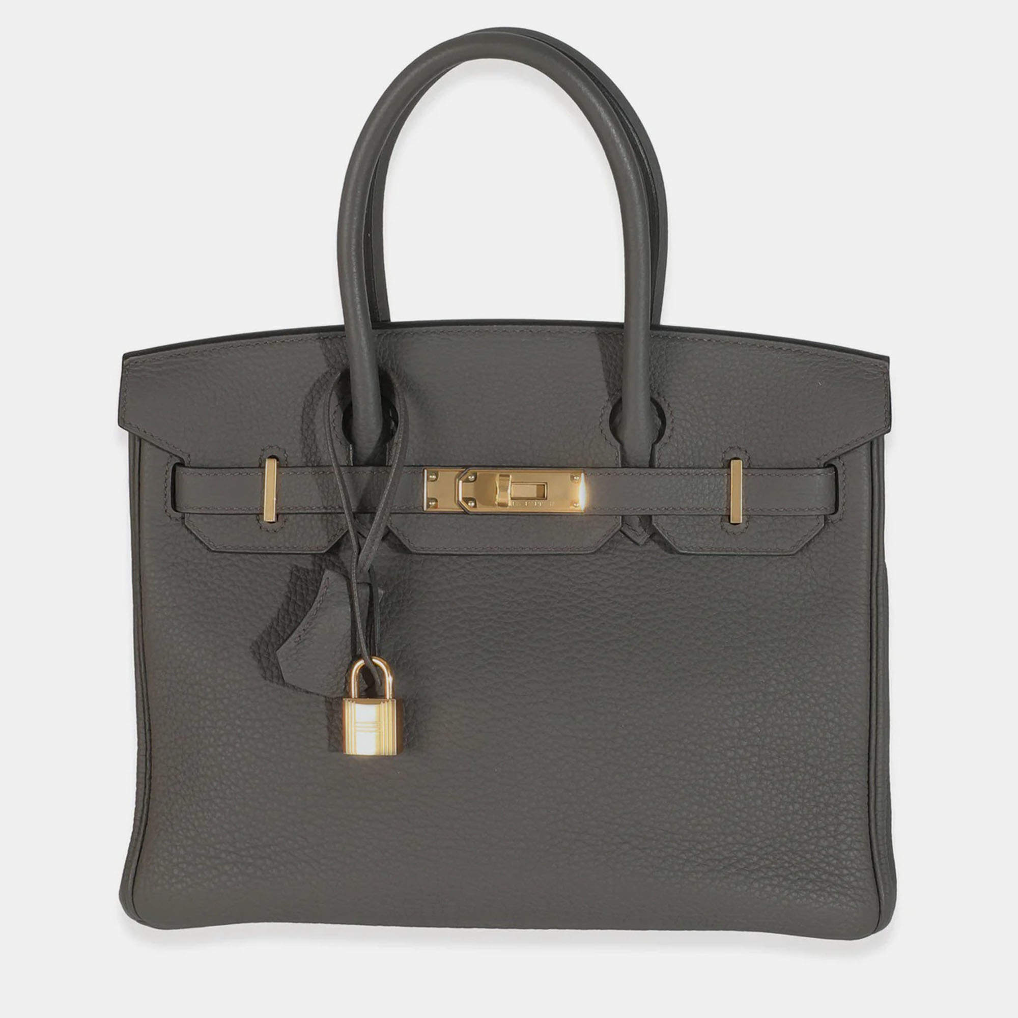 Pre Owned Hermes Birkin 30 Gris Etain Togo Bag 