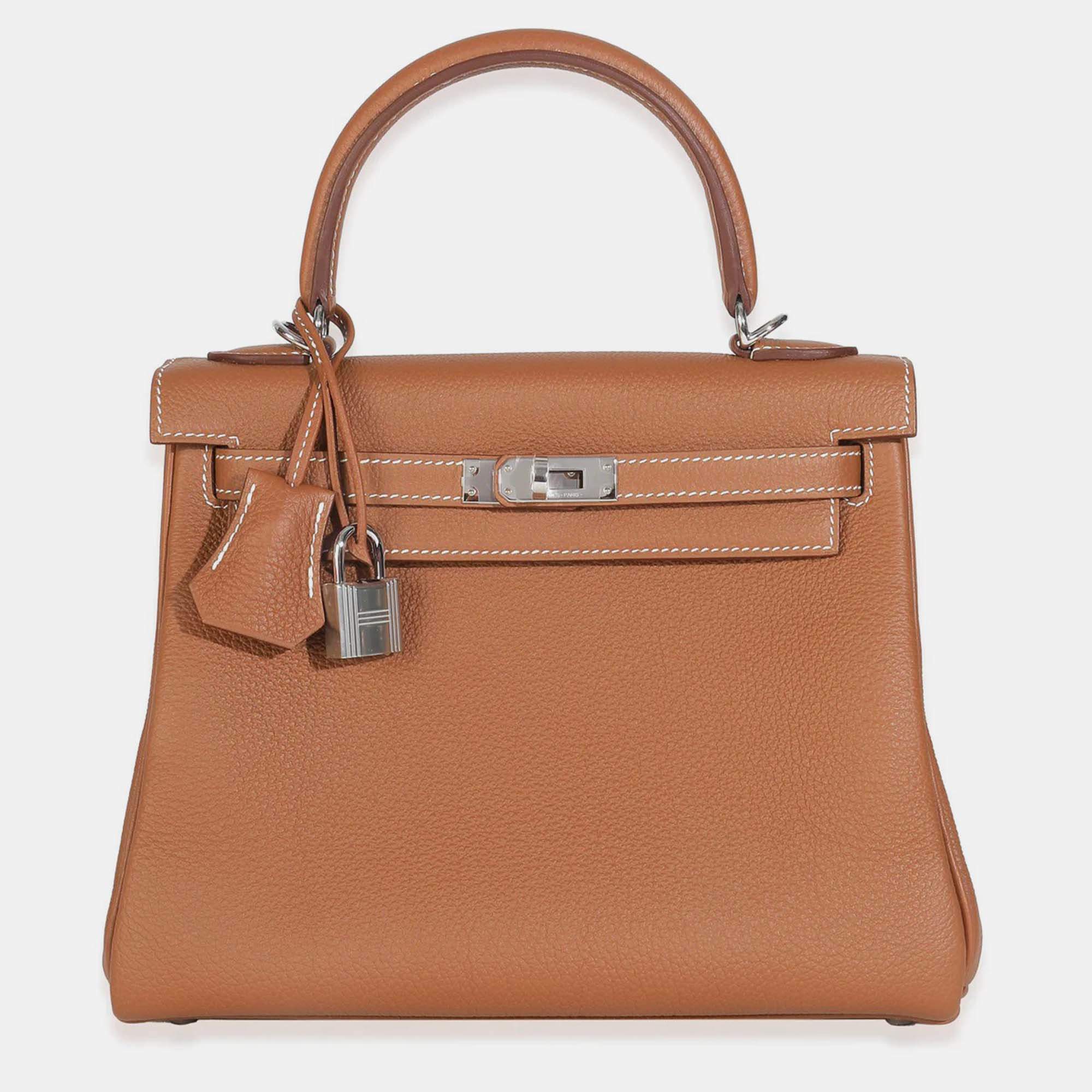 Pre Owned Hermes Gold Togo Retourne Kelly 25 SHW