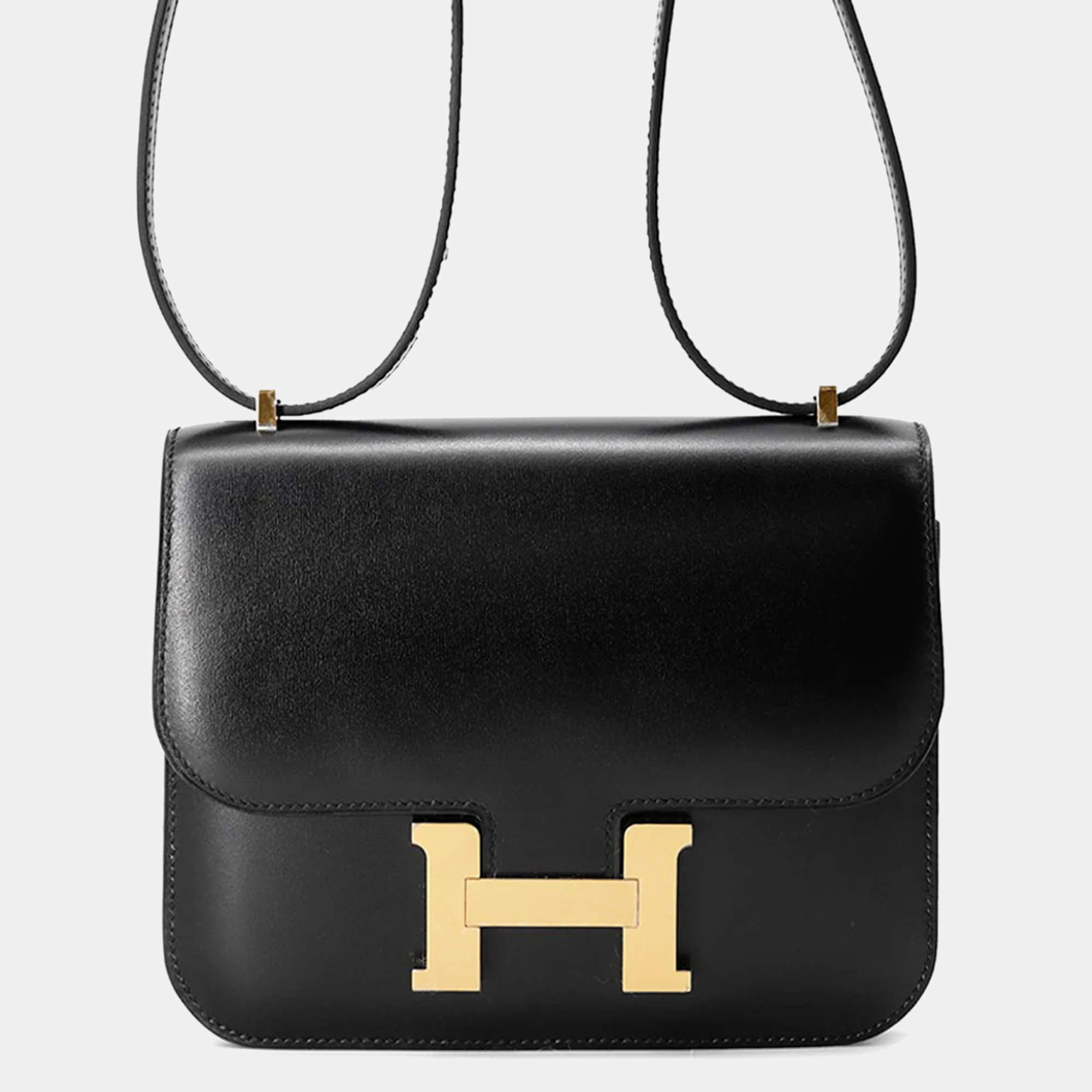 Pre Owned Hermes Constance3 Miroir Black Box Calf Leather Mini