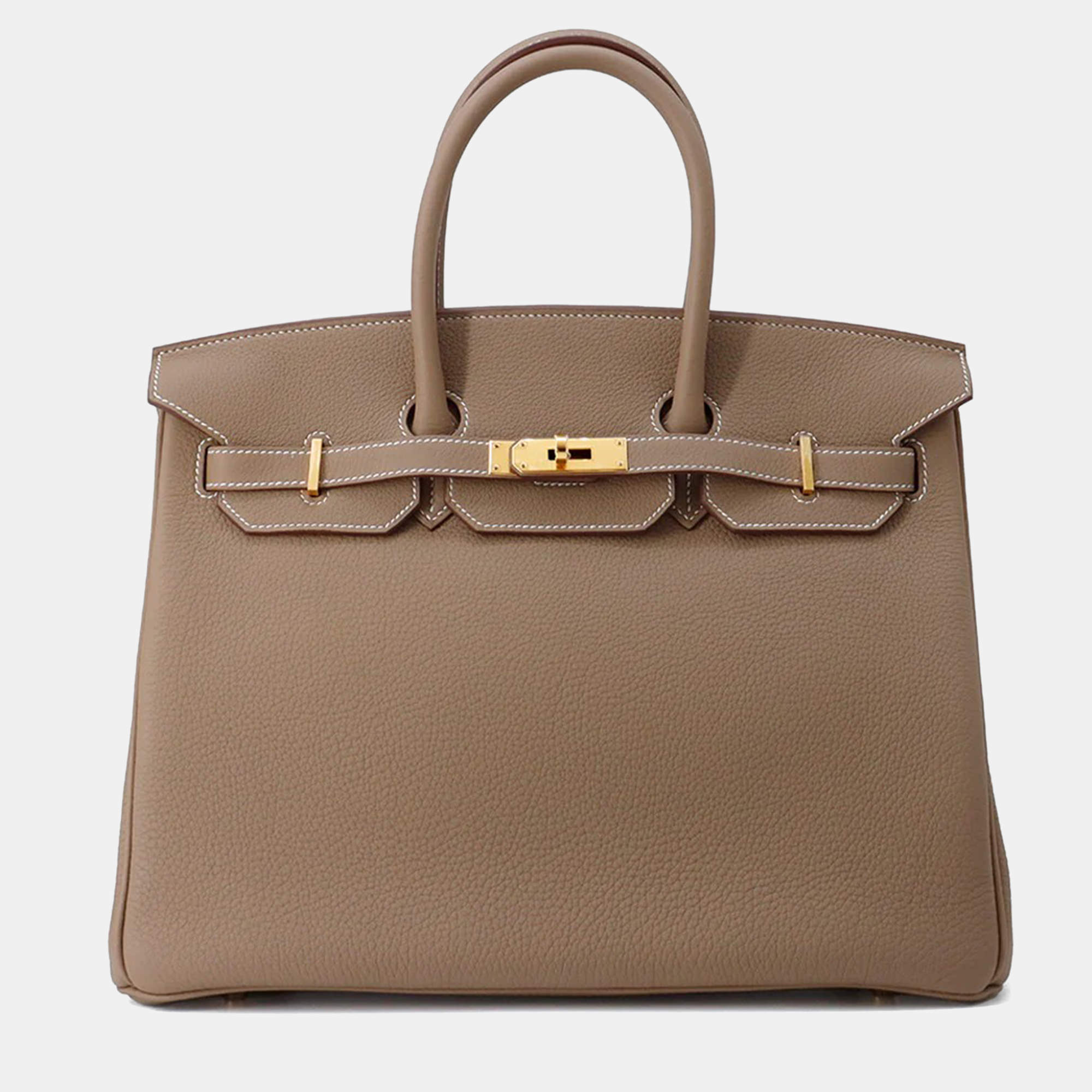 Pre Owned Hermes Birkin 35 Etoupe Togo Leather Bag