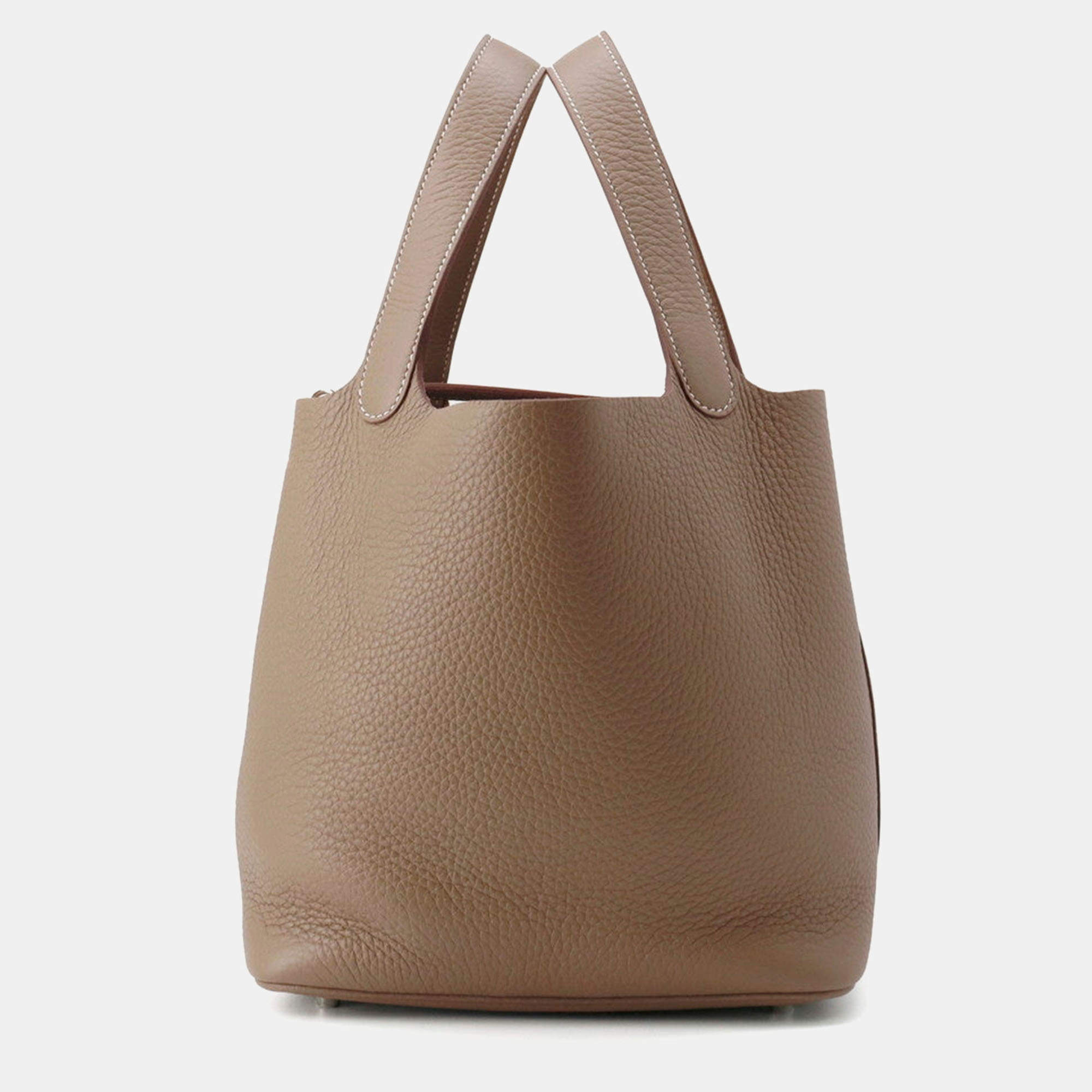 Pre Owned Hermes Picotin Lock Etoupe Taurillon Clemence Size 22