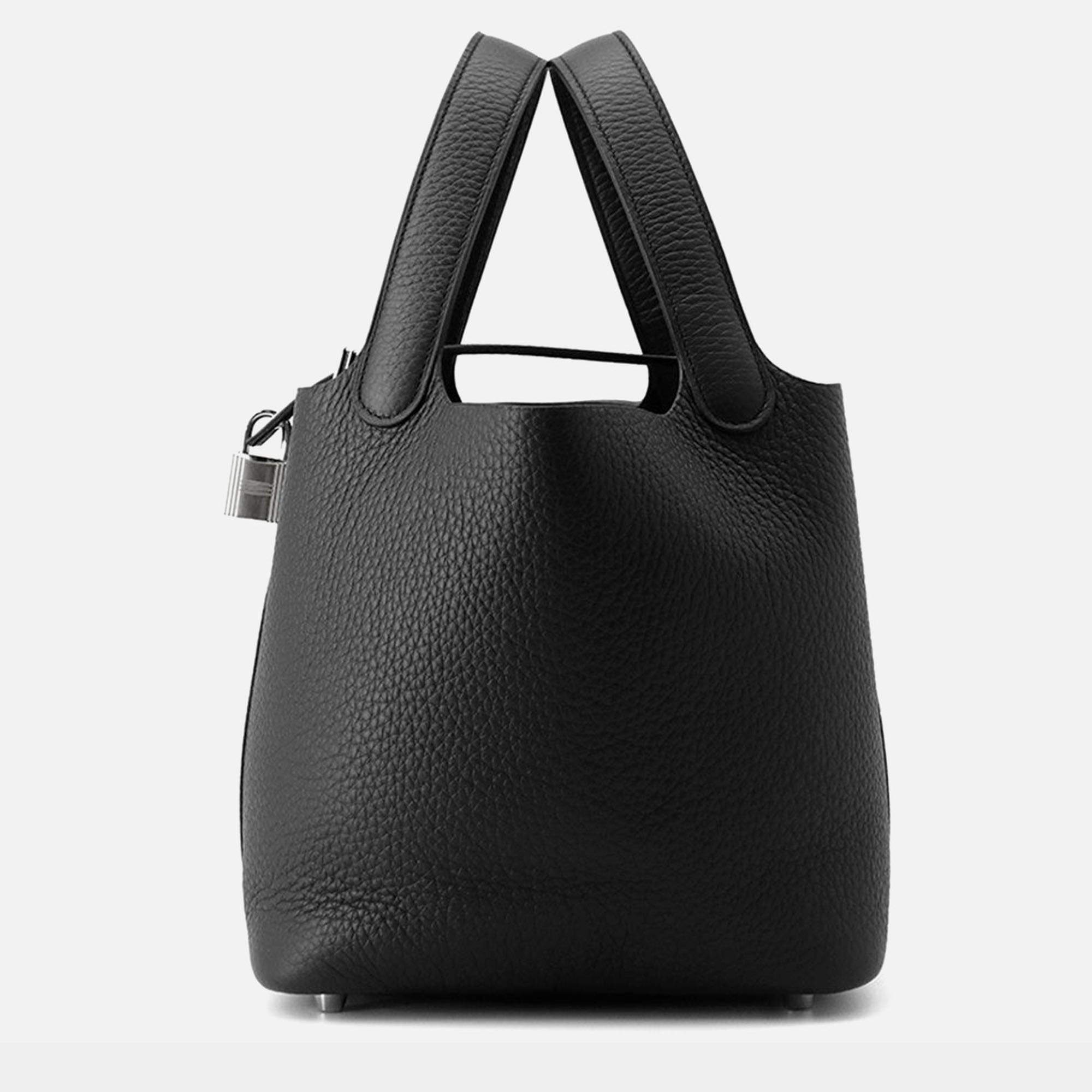 Pre Owned Hermes Picotin Lock Black Taurillon Clemence 18
