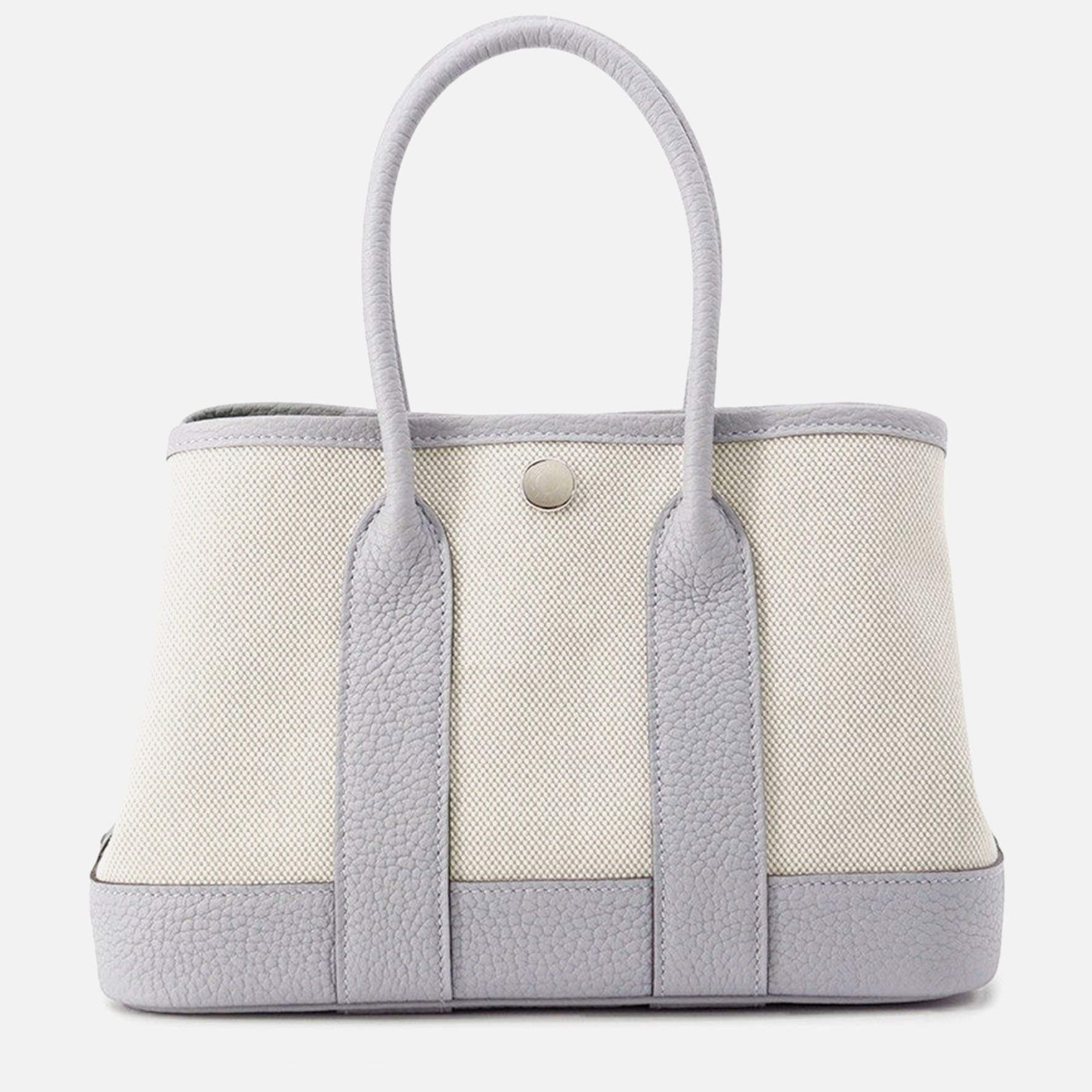 Pre Owned Hermes Neo Garden Cream/Purple Toile H Viking Negonda Leather Size 23