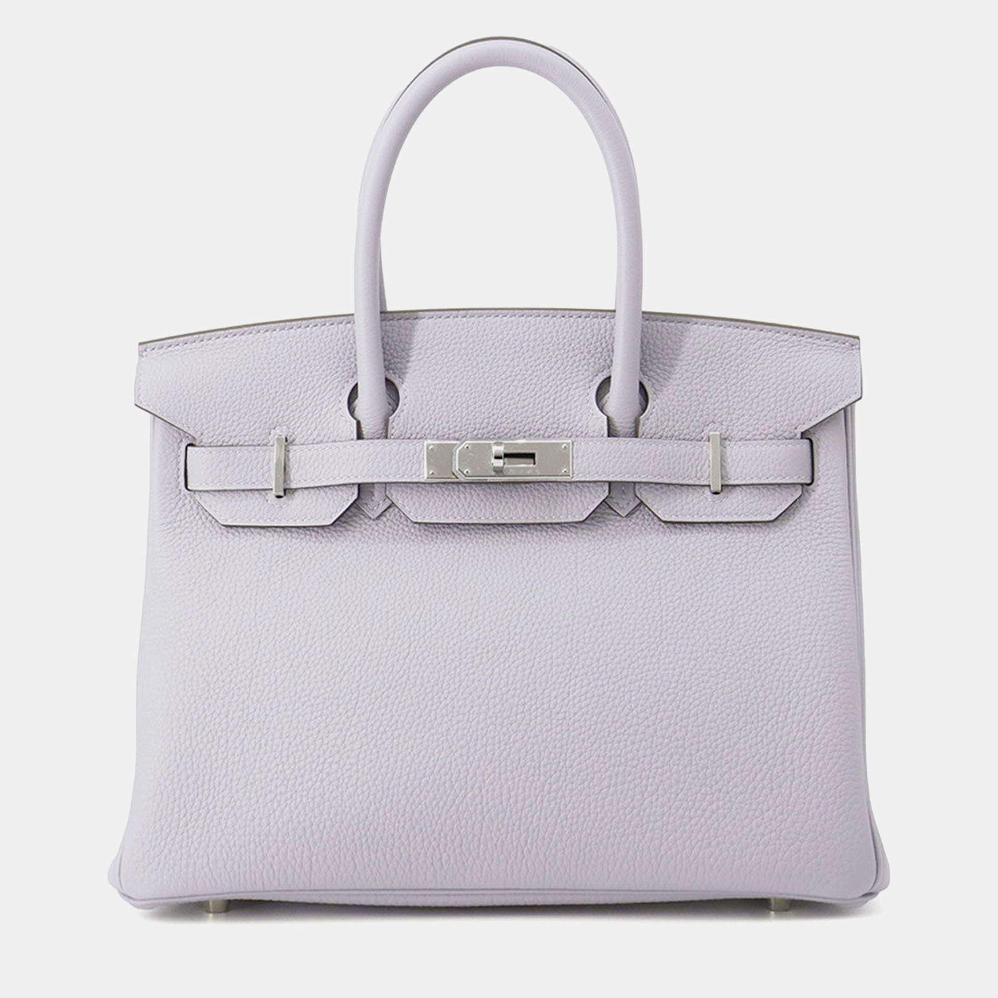 Pre Owned Hermes Birkin  Size 30 Green Pantan Togo Leather Bag 