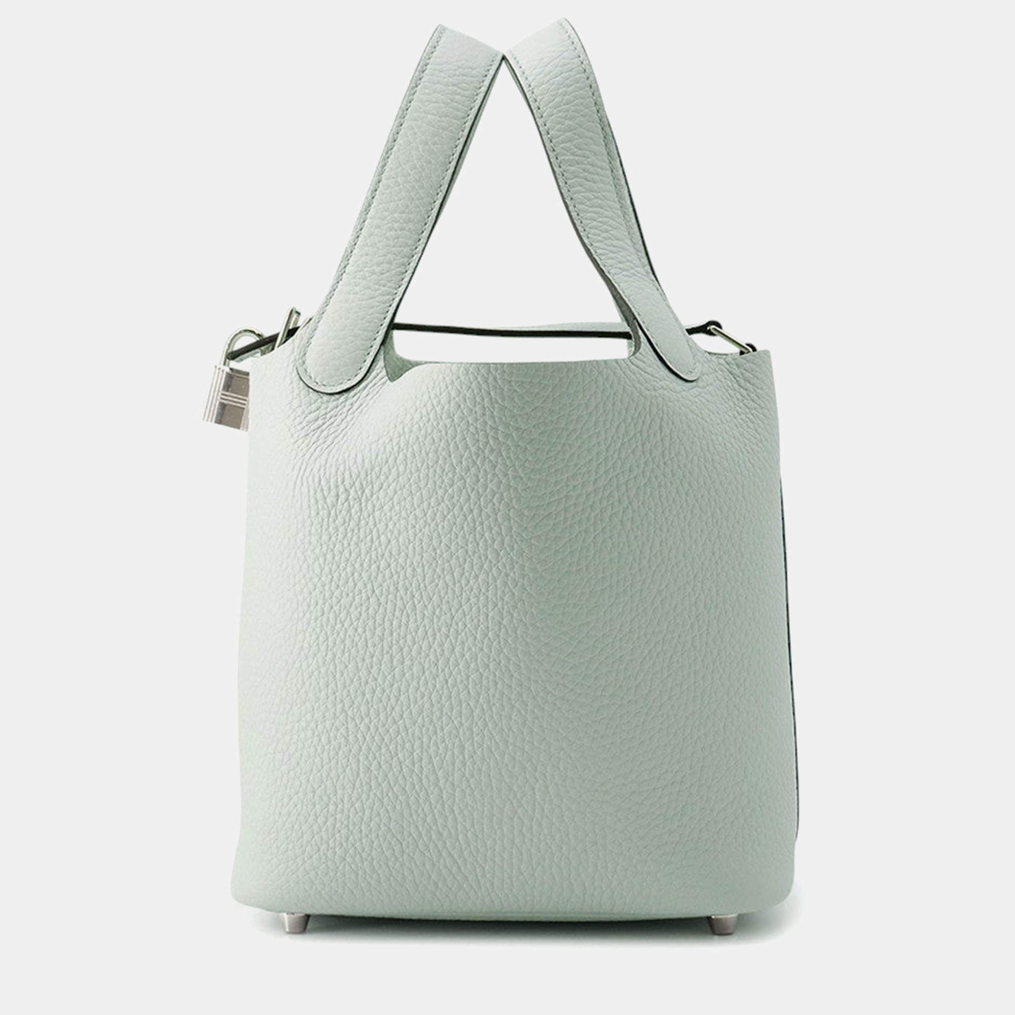 Pre Owned Hermes Picotin Lock Blue Pale Taurillon Clemence PM